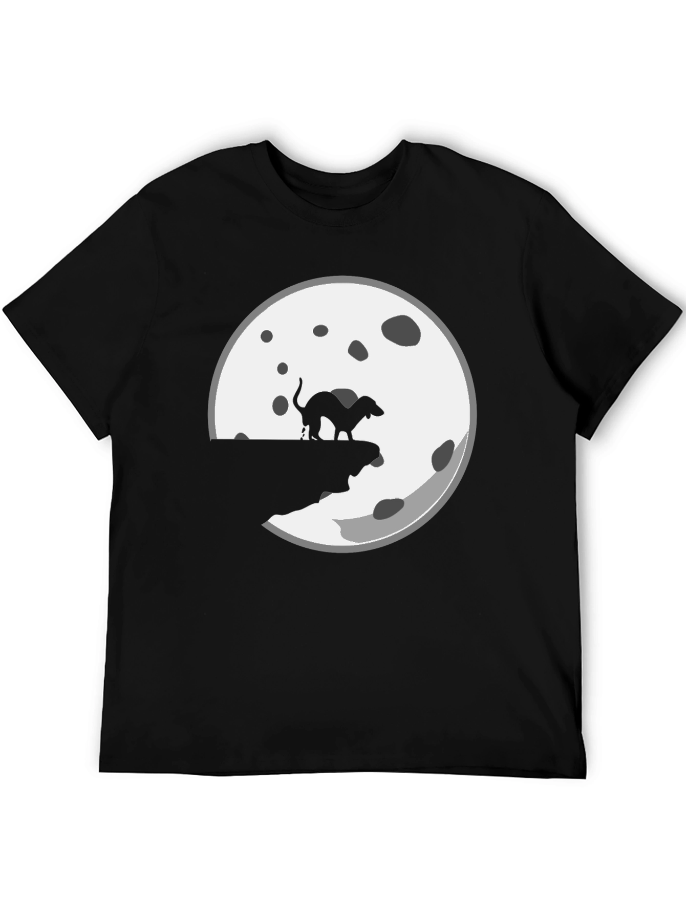 Camiseta Negra con Diseño de Perro y Luna