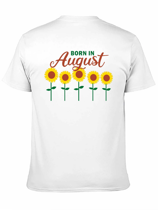 Camiseta Negra Born in August con Girasoles