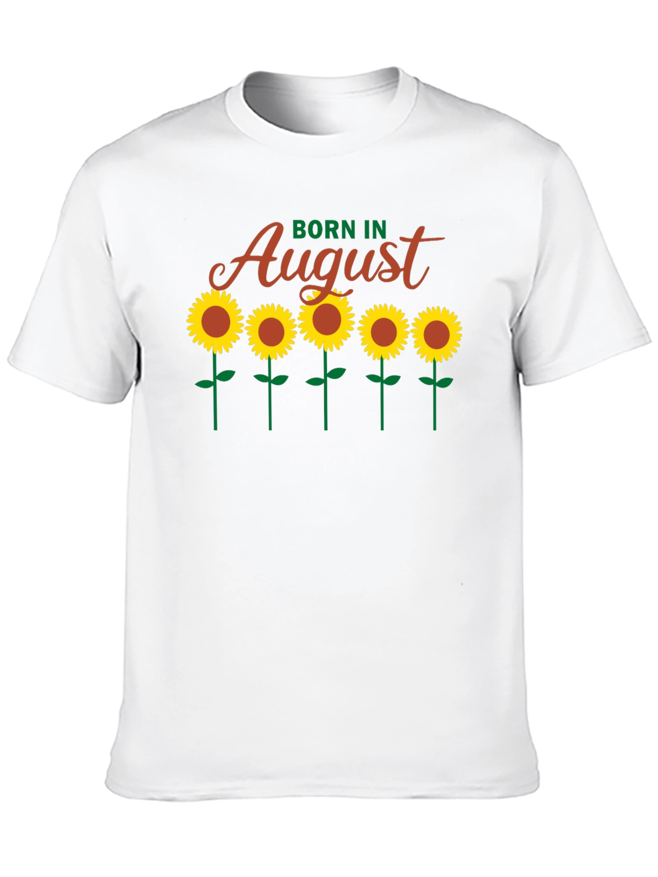 Camiseta Negra Born in August con Girasoles