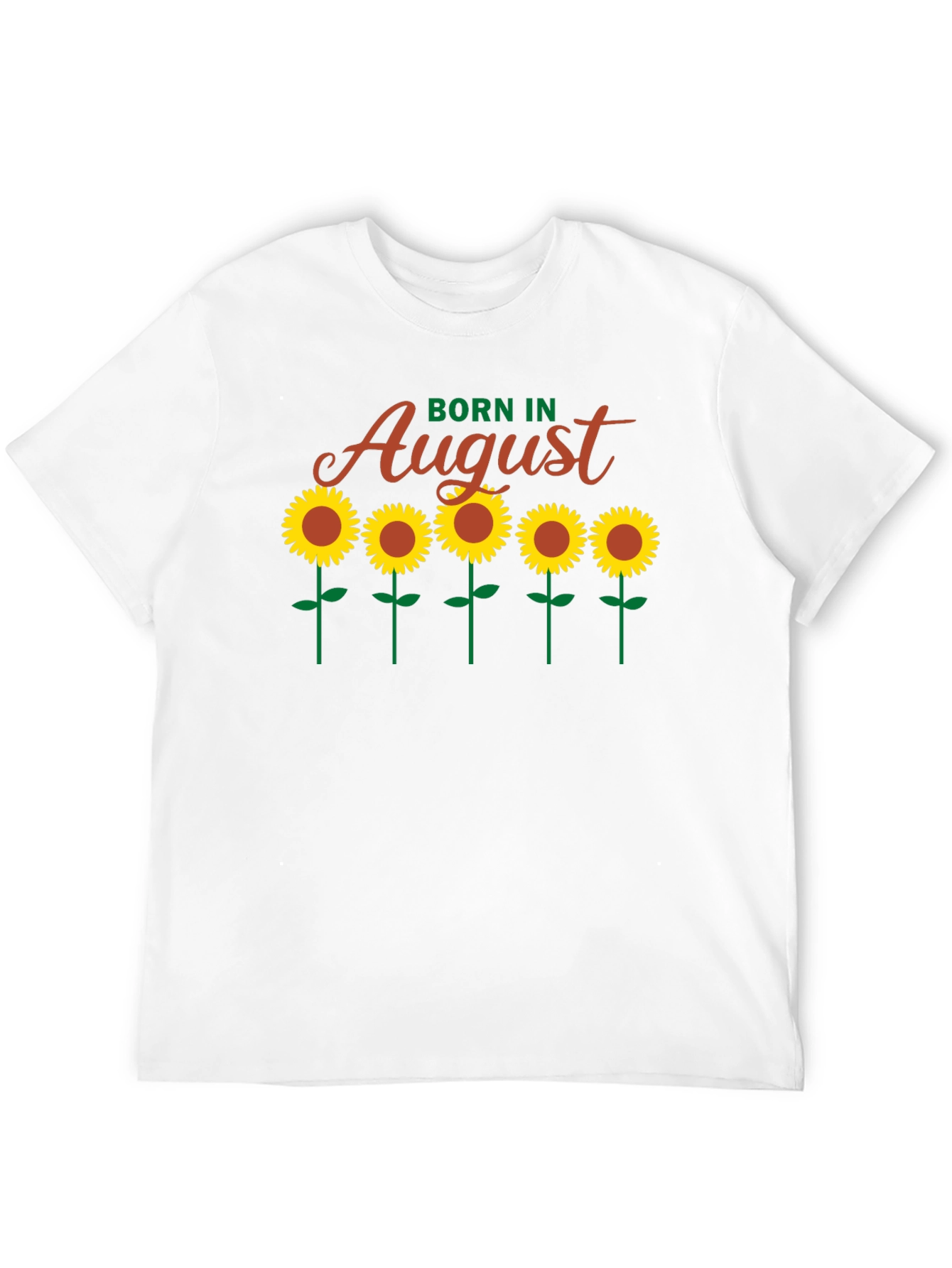 Camiseta Negra Born in August con Girasoles