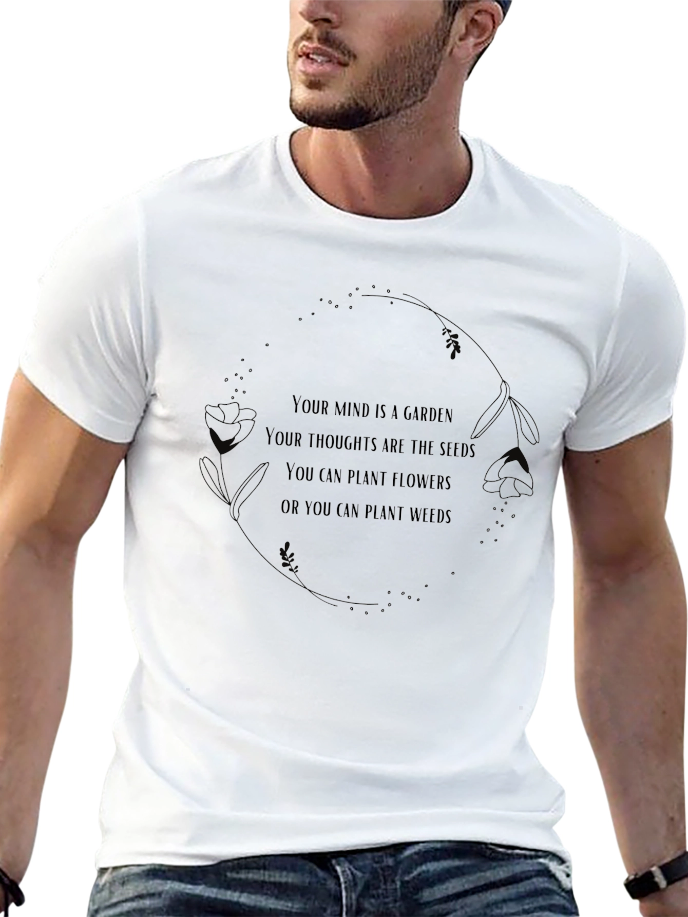 Camiseta Negra con Frase Motivacional Jardin Mental