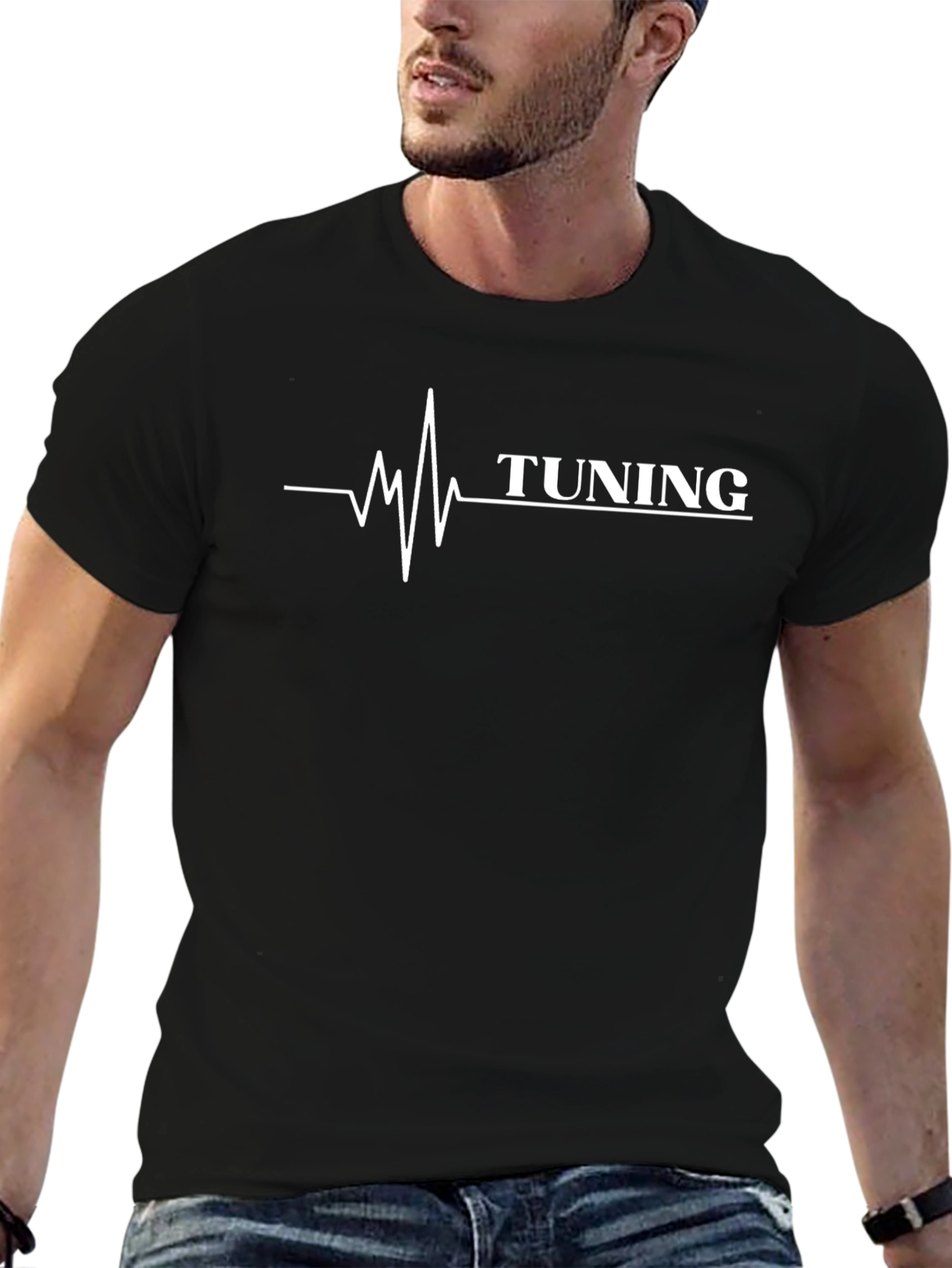 Camiseta Negra Tuning con Diseño de Latido