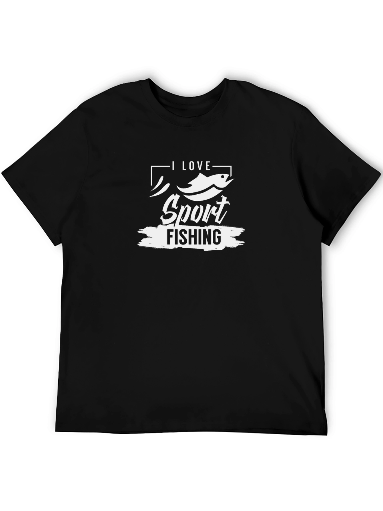 Camiseta Negra I Love Sport Fishing para Hombre
