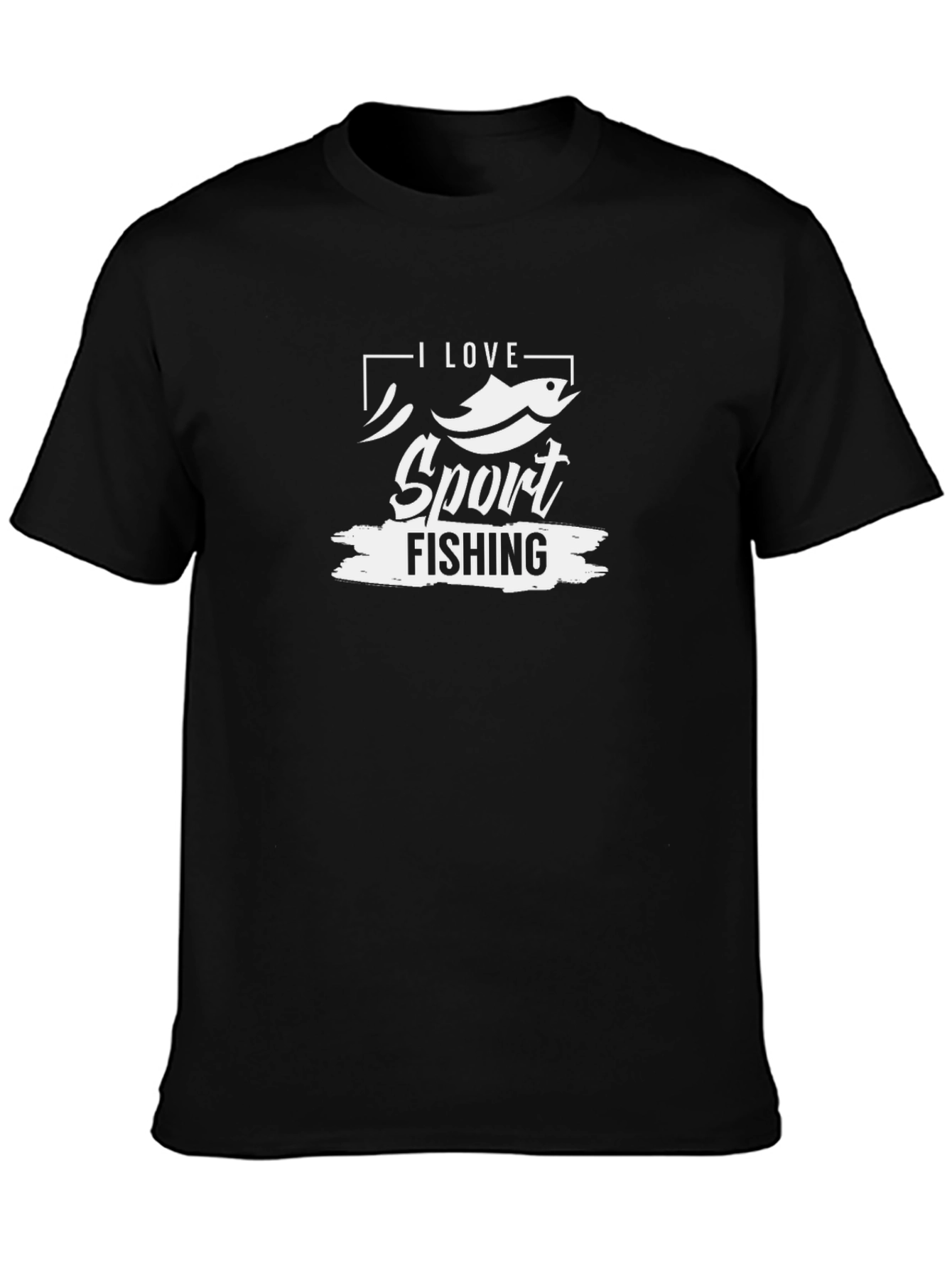 Camiseta Negra I Love Sport Fishing para Hombre