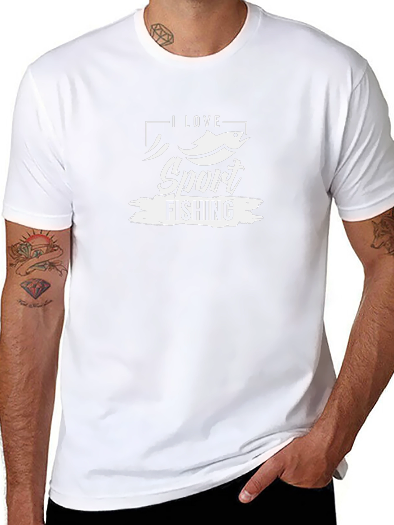 Camiseta Negra I Love Sport Fishing para Hombre