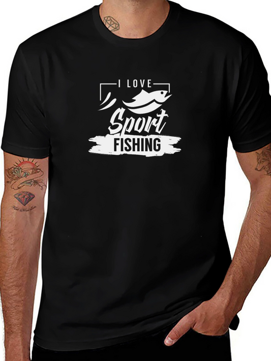 Camiseta Negra I Love Sport Fishing para Hombre