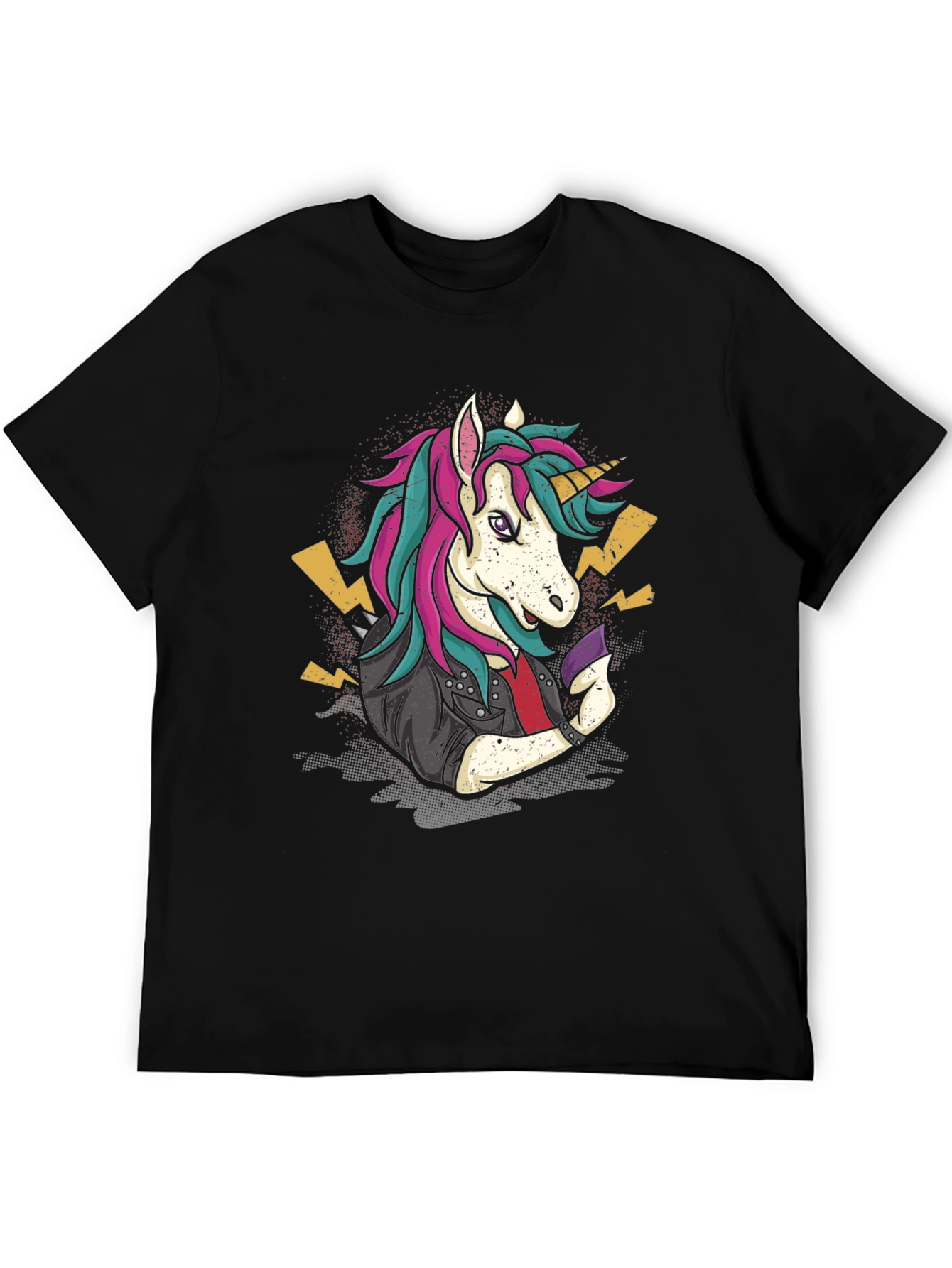 Camiseta Negra con Unicornio Rockero