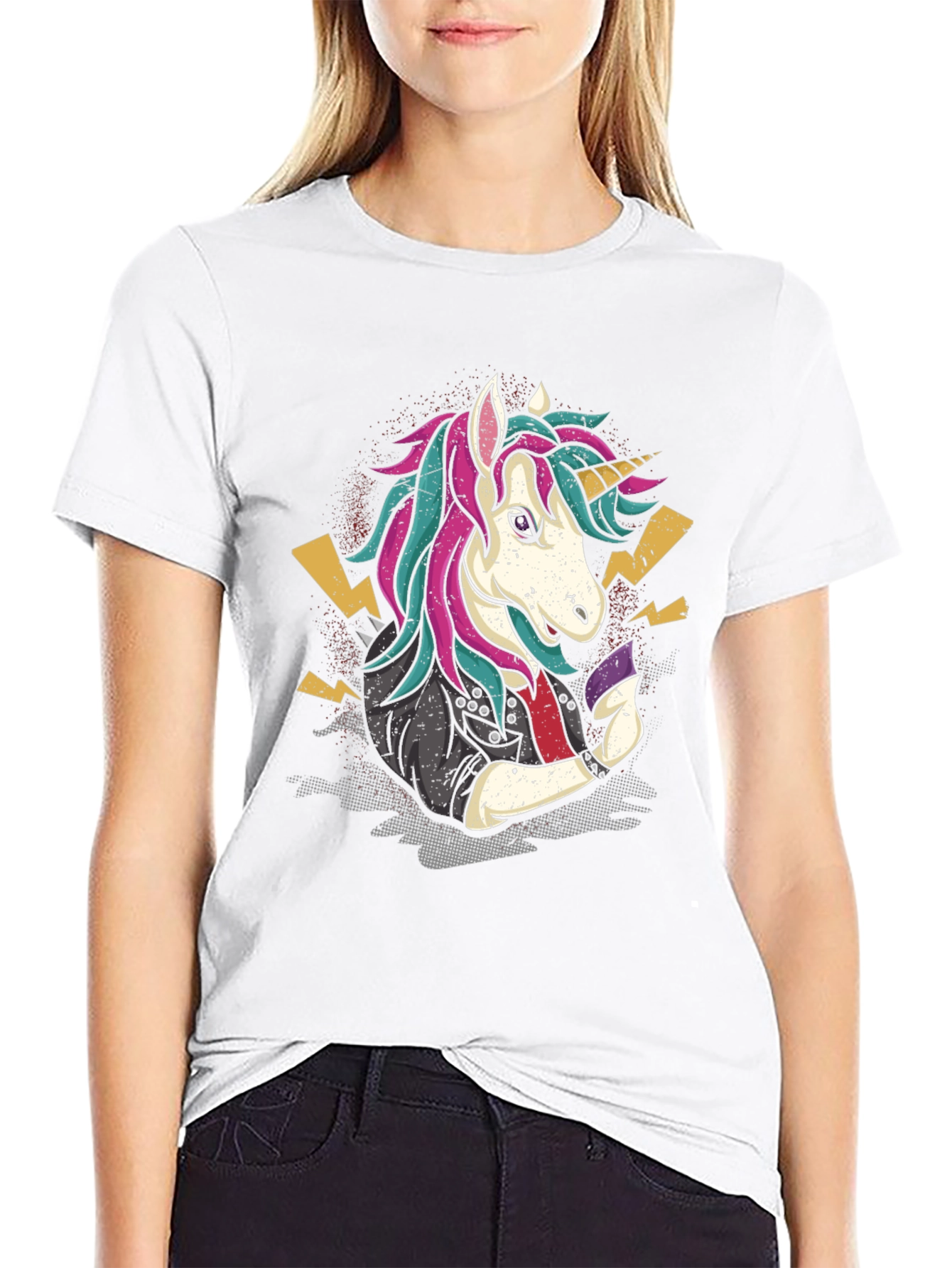 Camiseta Negra con Unicornio Rockero