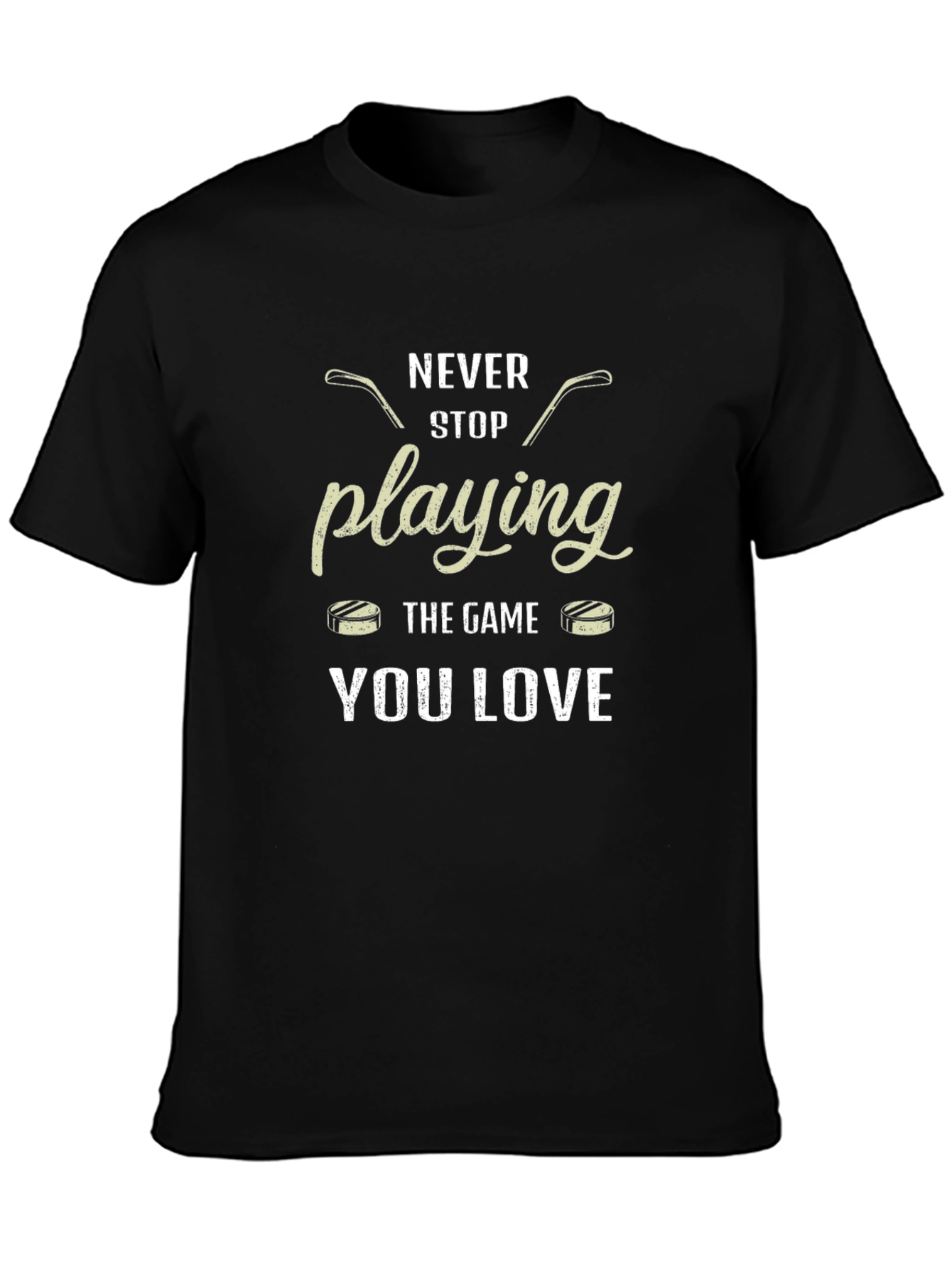 Camiseta Negra Deportiva Never Stop Playing You Love