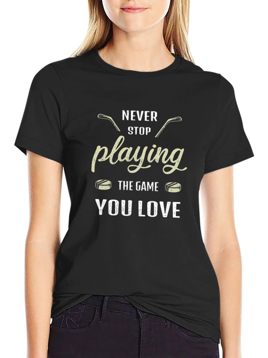 Camiseta Negra Deportiva Never Stop Playing You Love