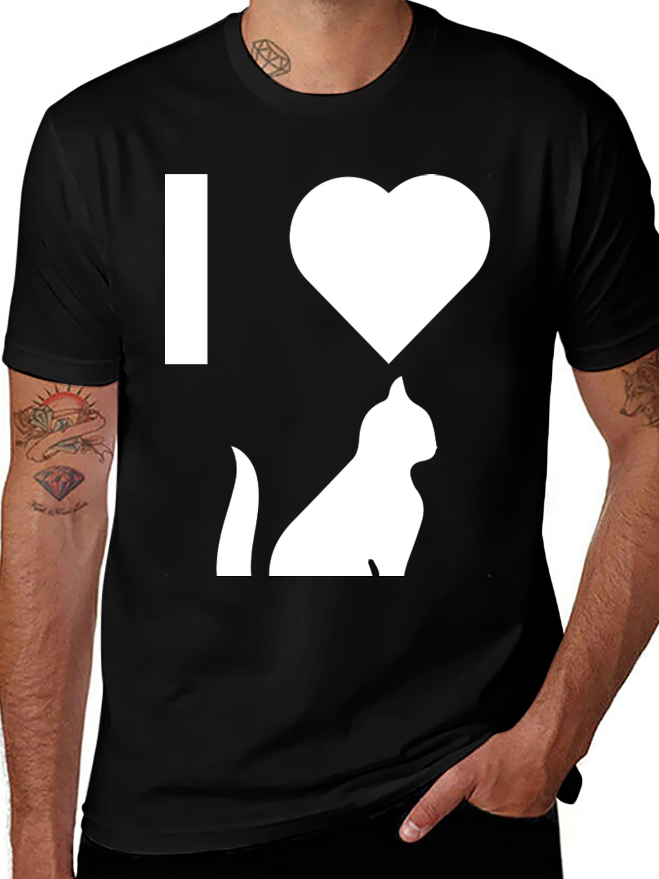 Camiseta Negra Amo los Gatos para Hombre