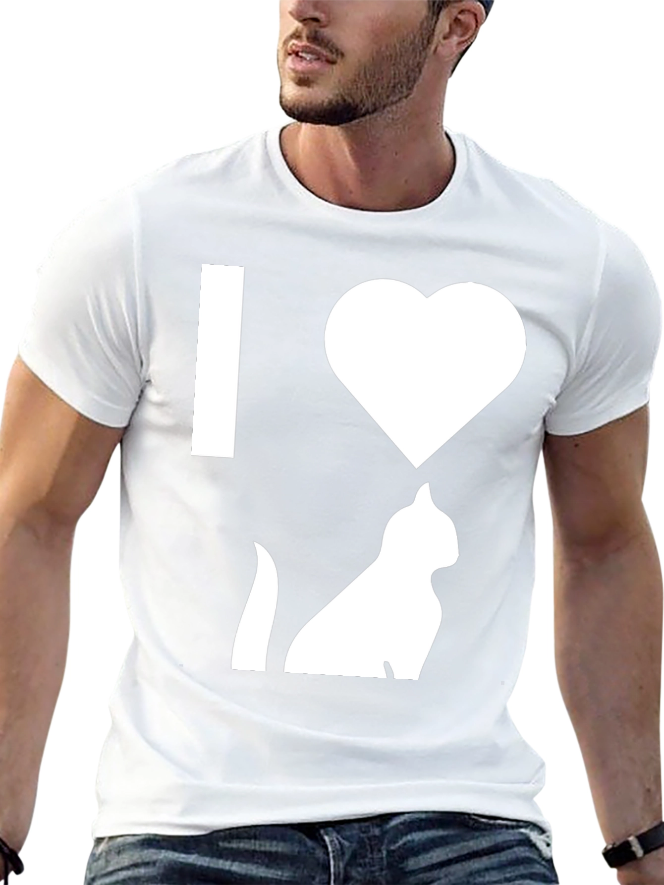Camiseta Negra Amo los Gatos para Hombre
