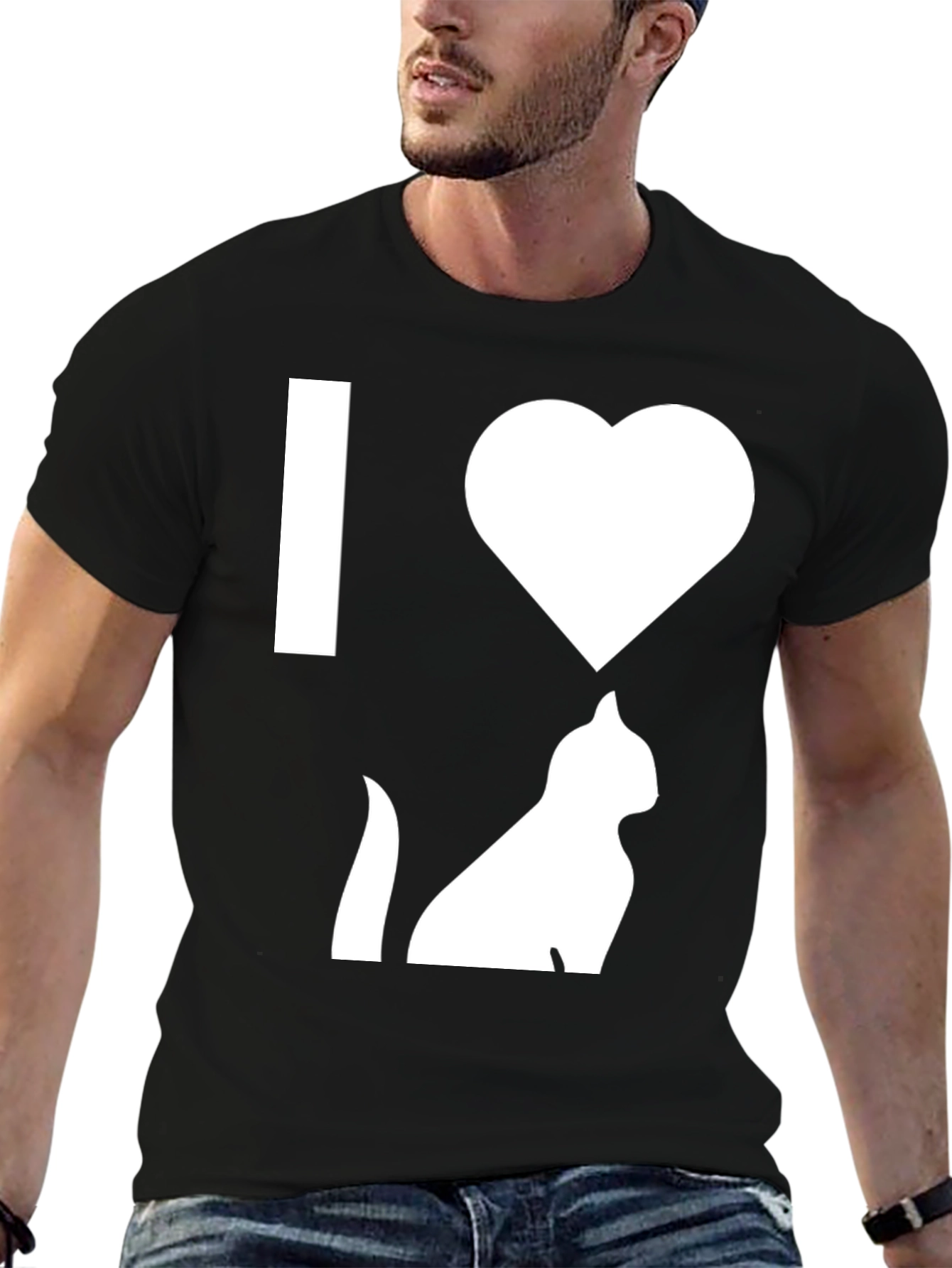 Camiseta Negra Amo los Gatos para Hombre
