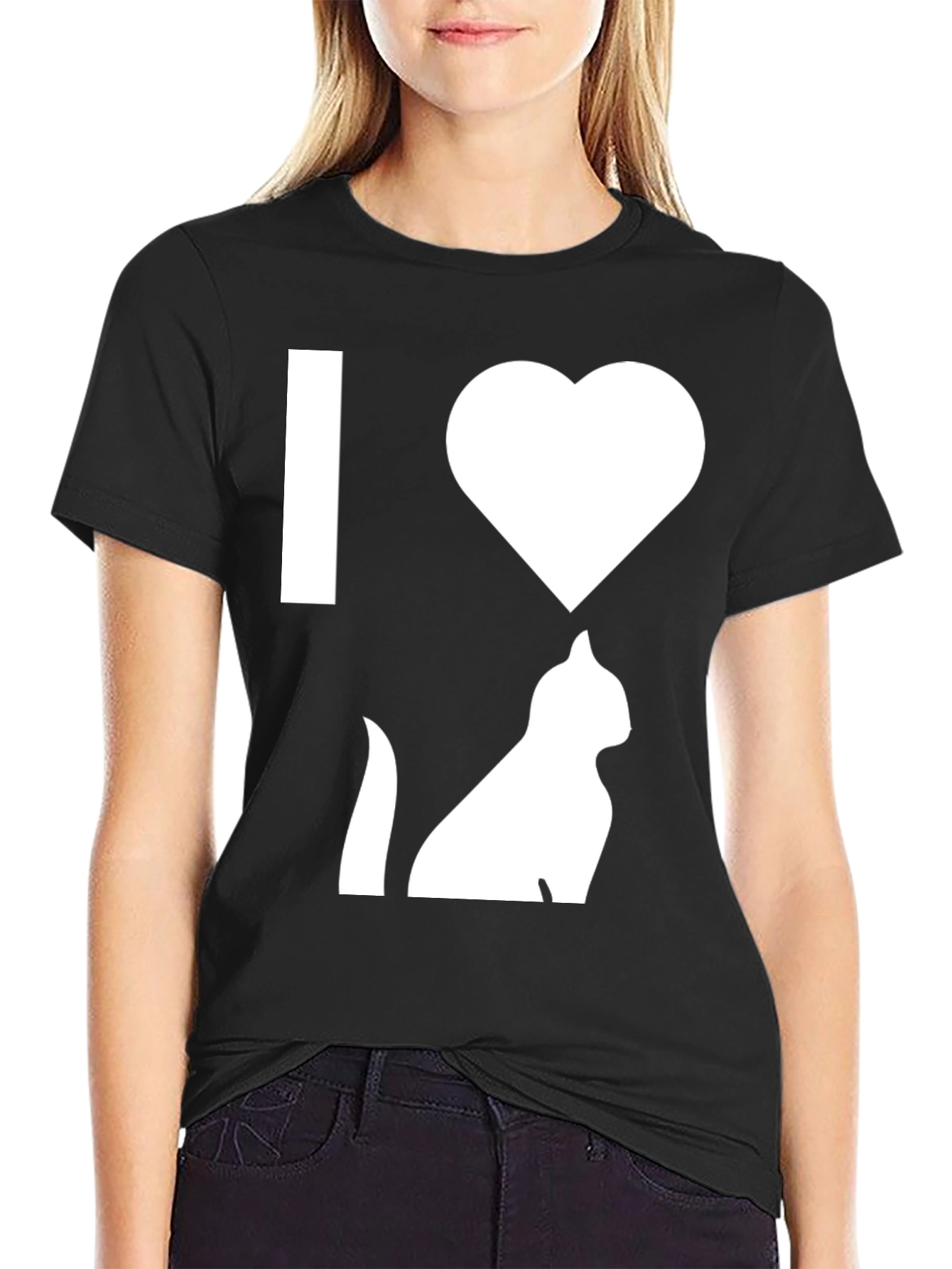 Camiseta Negra Amo los Gatos para Hombre
