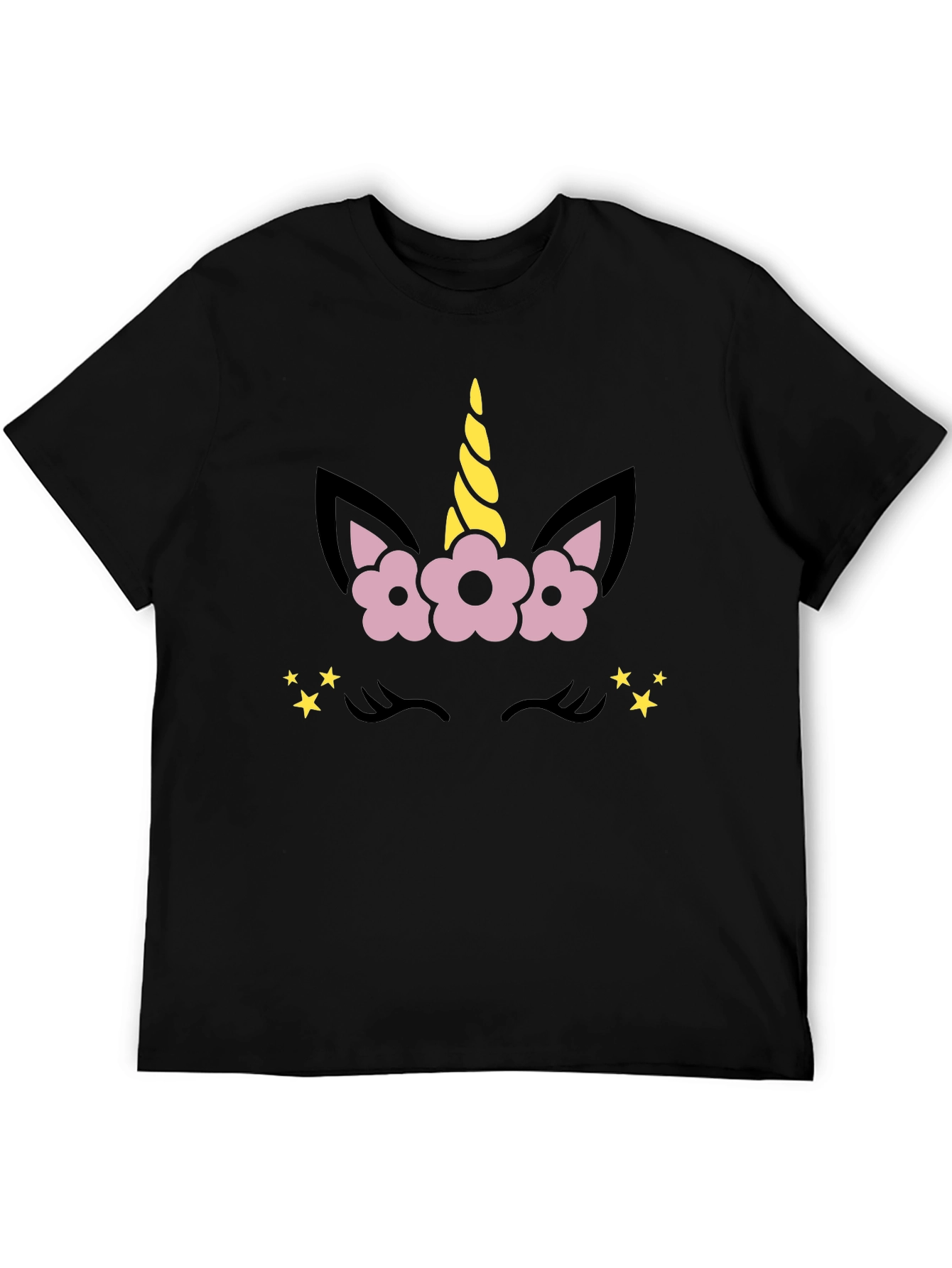 Camiseta Negra Unicornio Floral