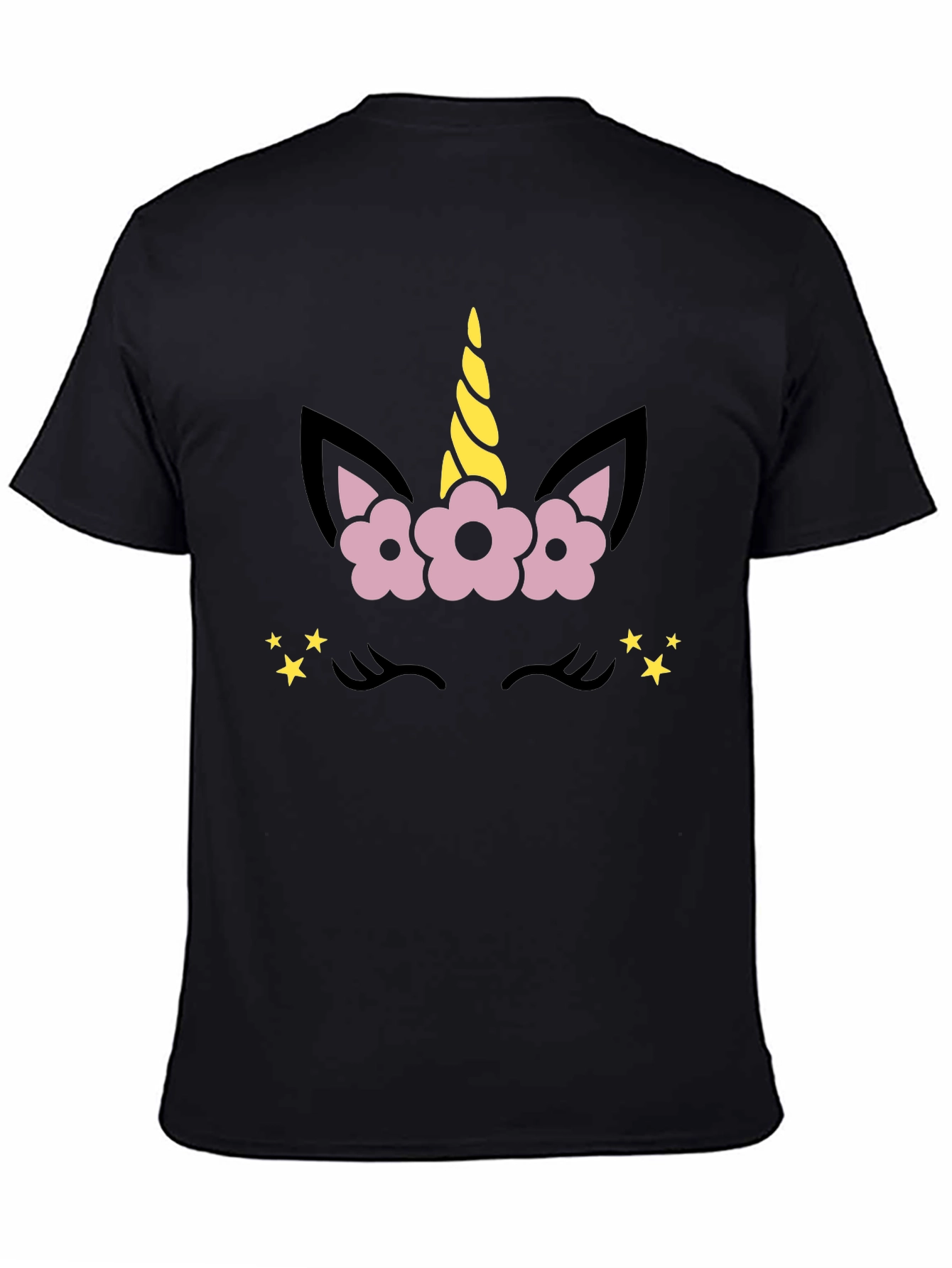 Camiseta Negra Unicornio Floral
