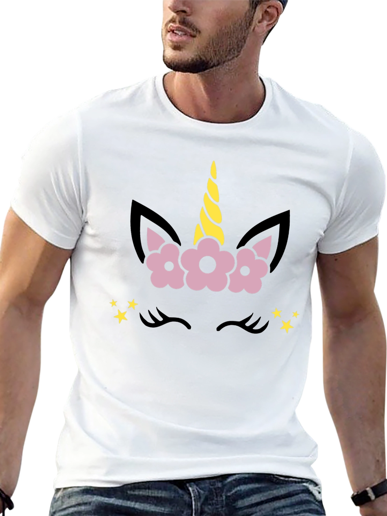 Camiseta Negra Unicornio Floral
