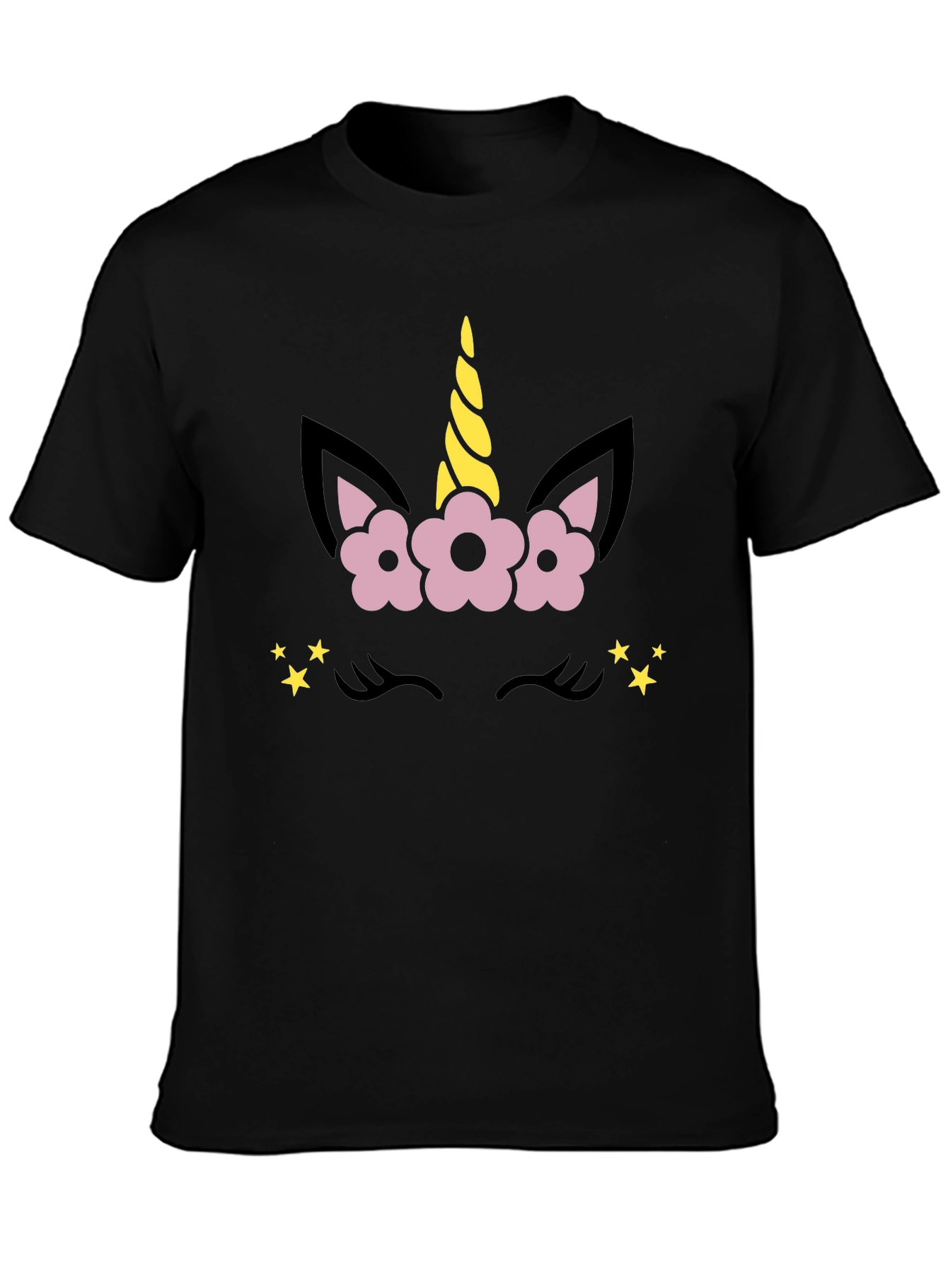 Camiseta Negra Unicornio Floral