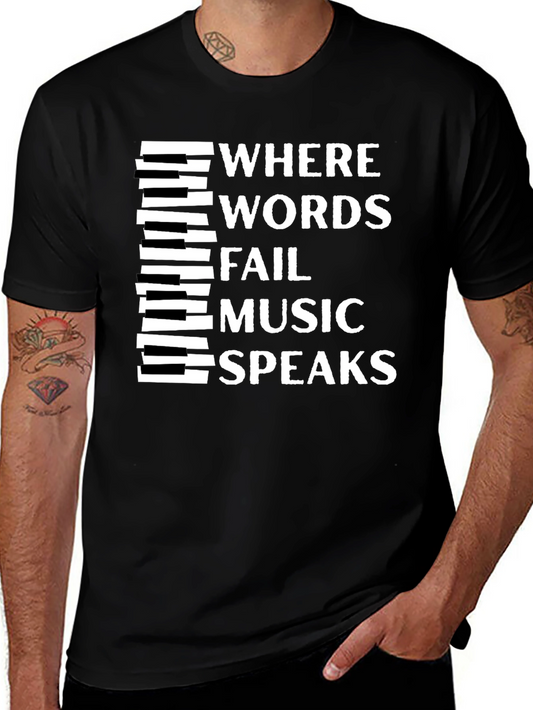 Camiseta Negra con Diseño Musical Inspirador
