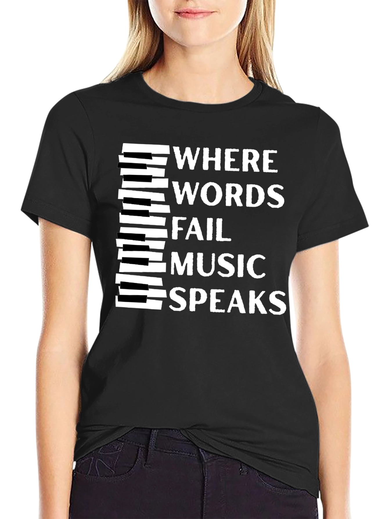 Camiseta Negra con Diseño Musical Inspirador