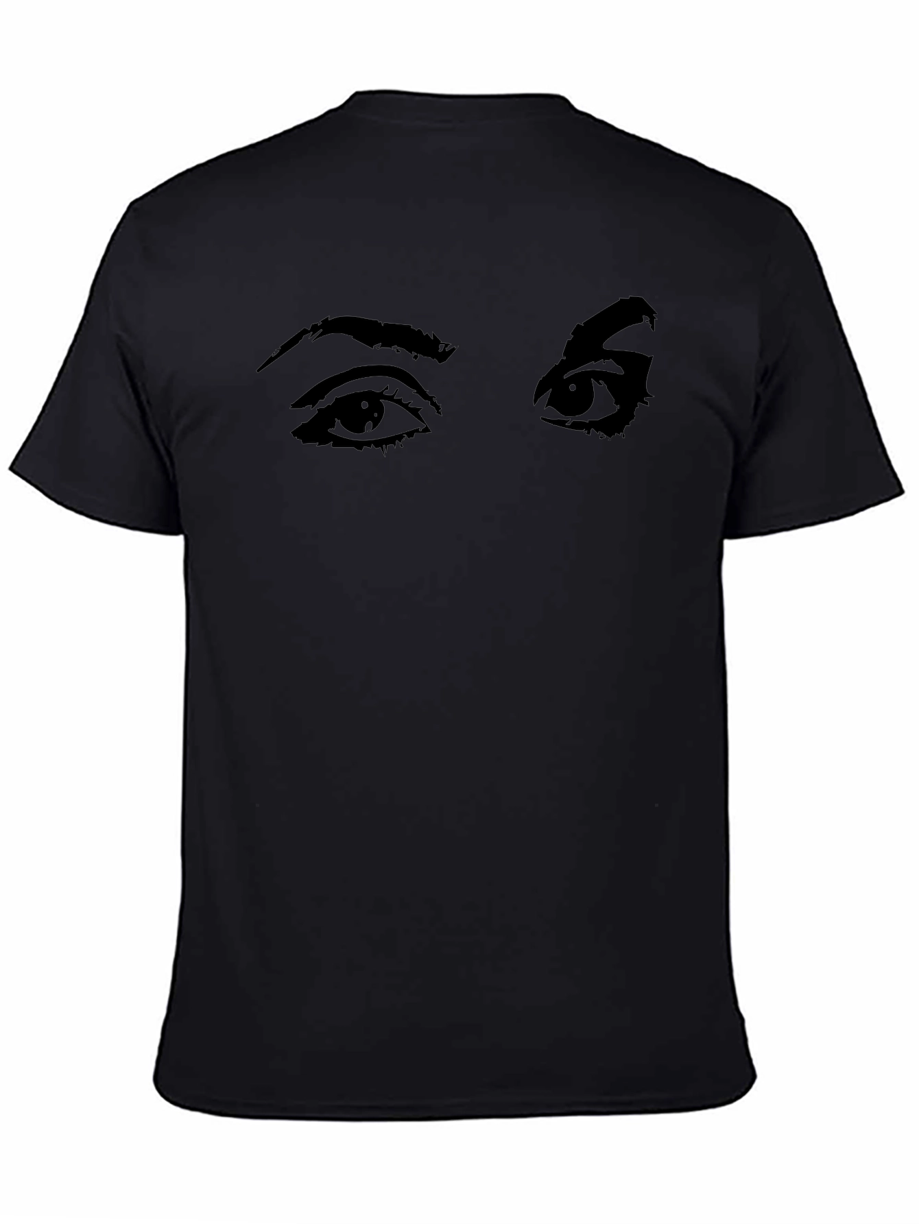Camiseta Negra con Estampado de Ojos Expresivos