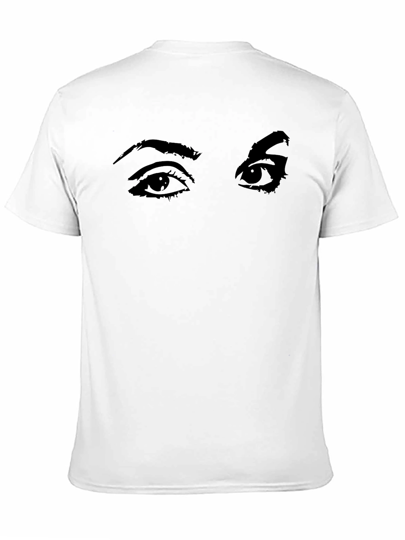 Camiseta Negra con Estampado de Ojos Expresivos