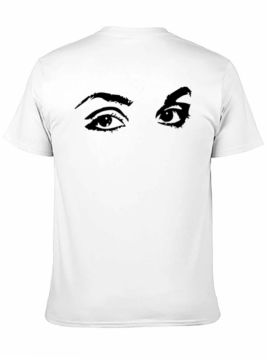 Camiseta Negra con Estampado de Ojos Expresivos