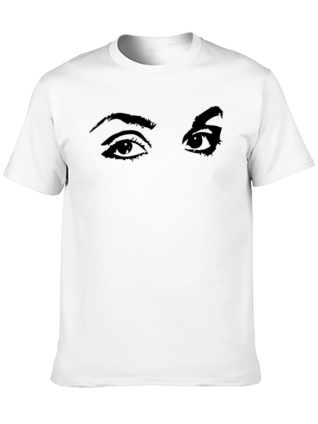 Camiseta Negra con Estampado de Ojos Expresivos