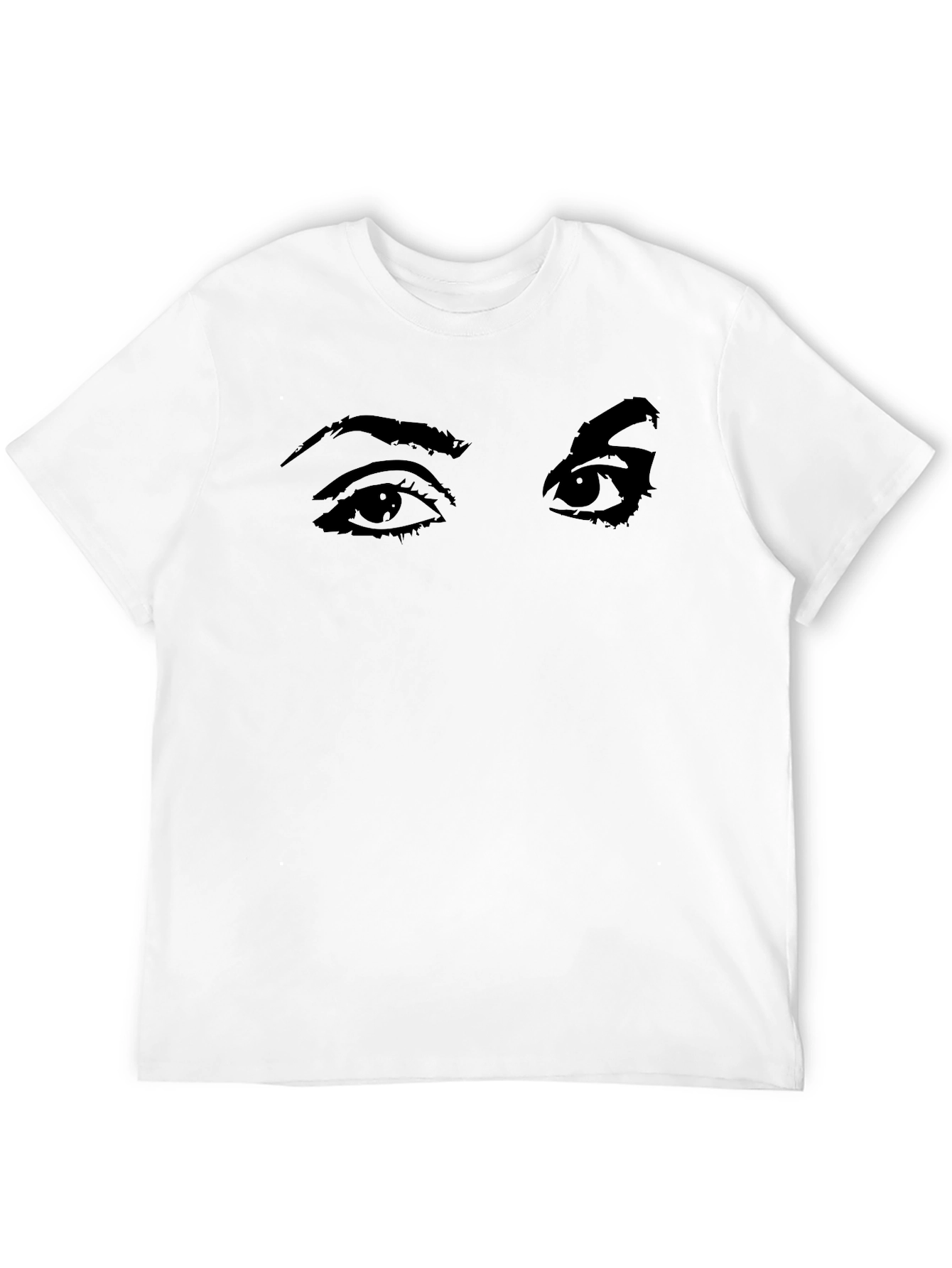 Camiseta Negra con Estampado de Ojos Expresivos