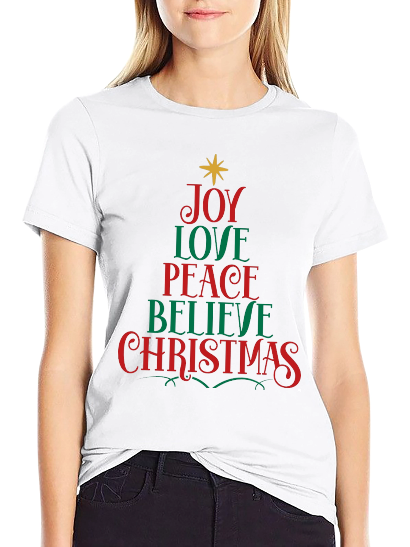 Camiseta Navideña Hombre - Joy Love Peace