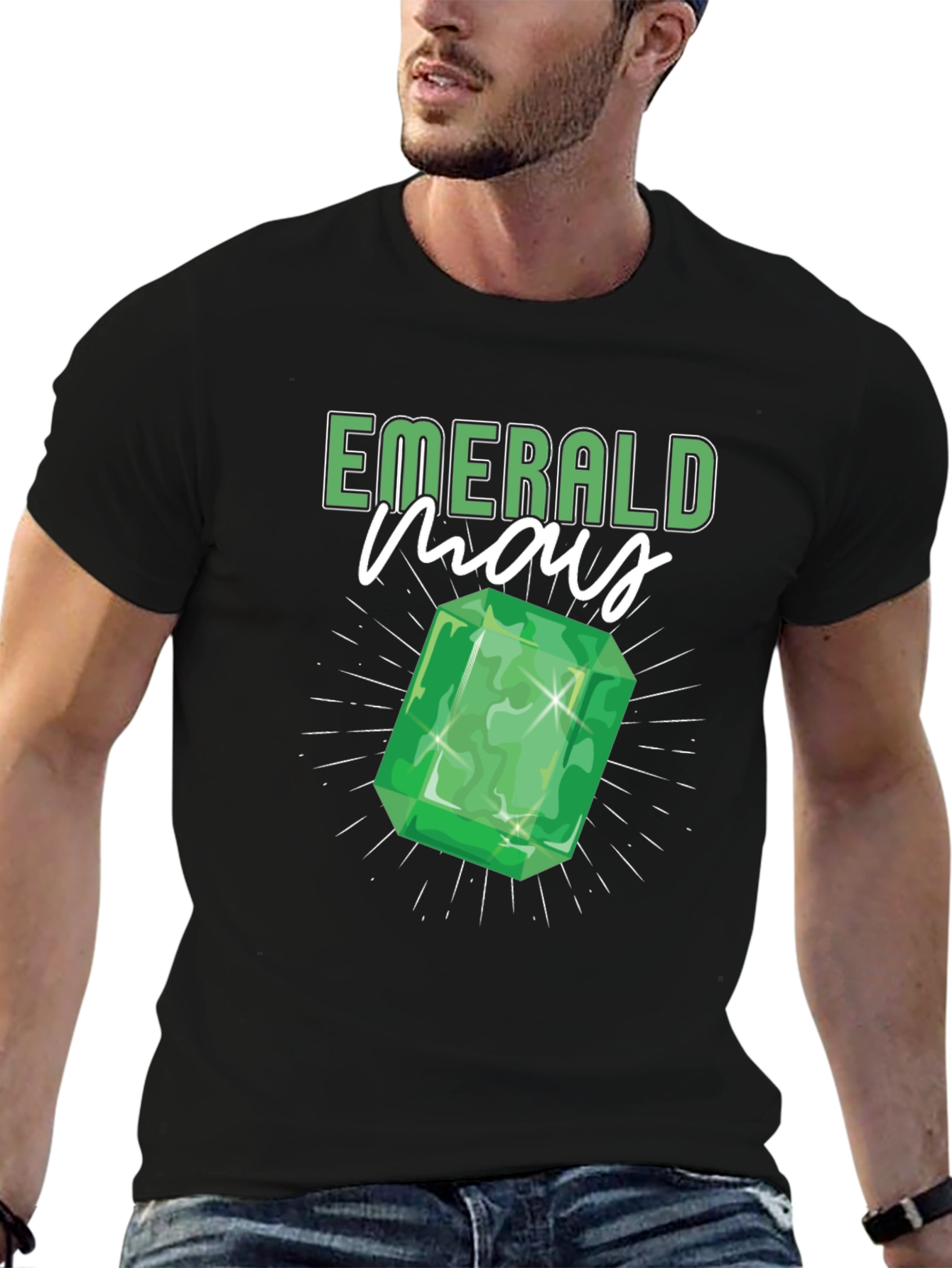 Camiseta Negra Emerald May con Diseño de Gema