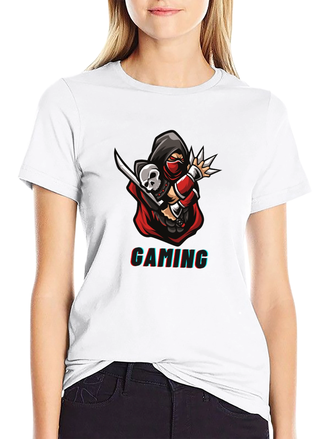 Camiseta Negra Estampada Gaming Ninja