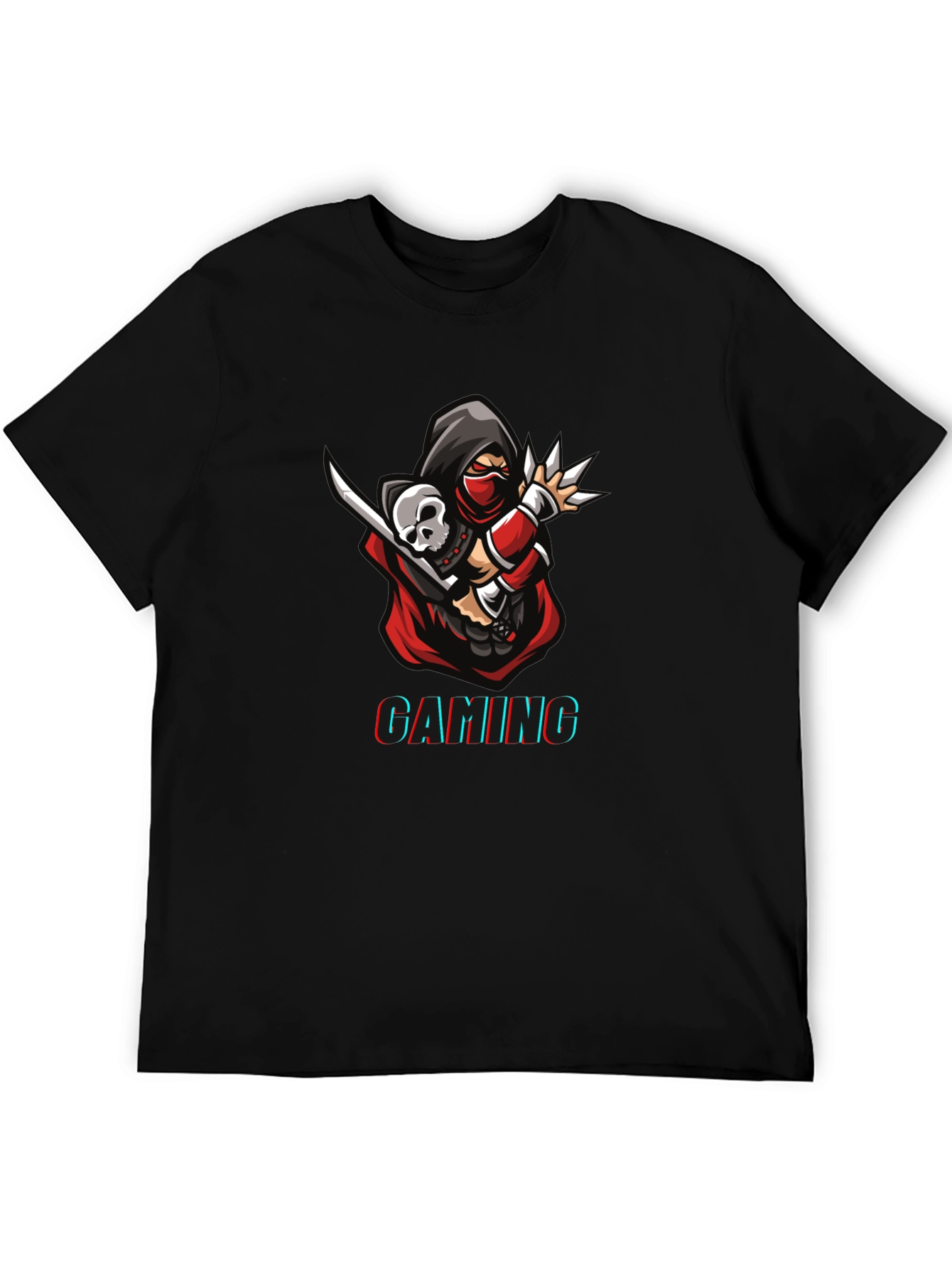 Camiseta Negra Estampada Gaming Ninja
