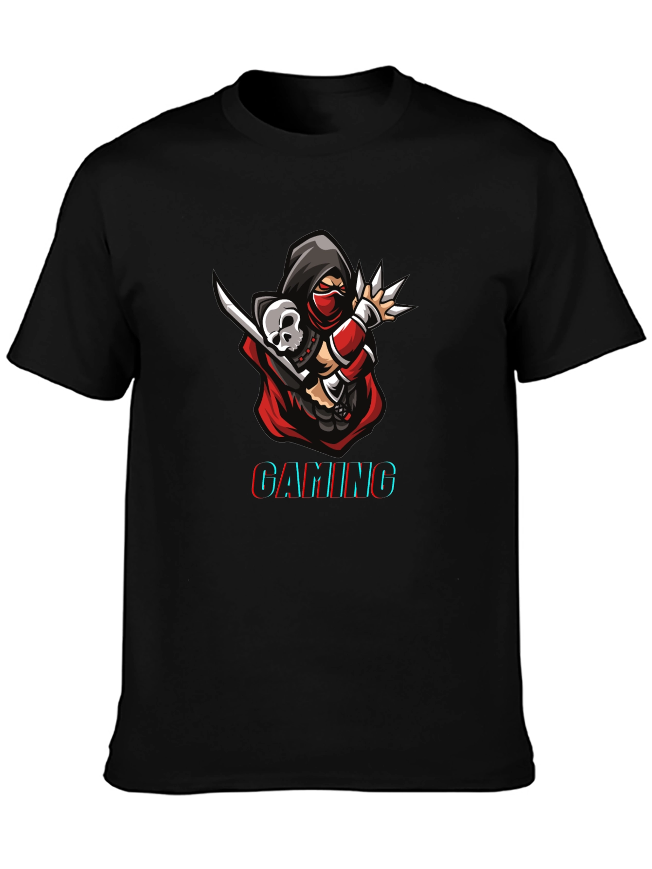 Camiseta Negra Estampada Gaming Ninja