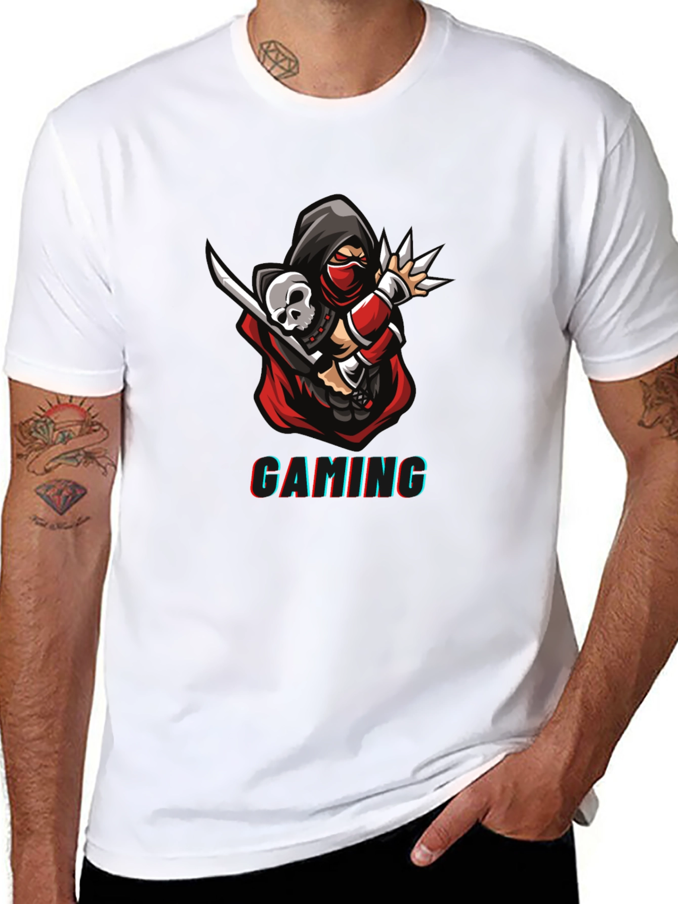 Camiseta Negra Estampada Gaming Ninja