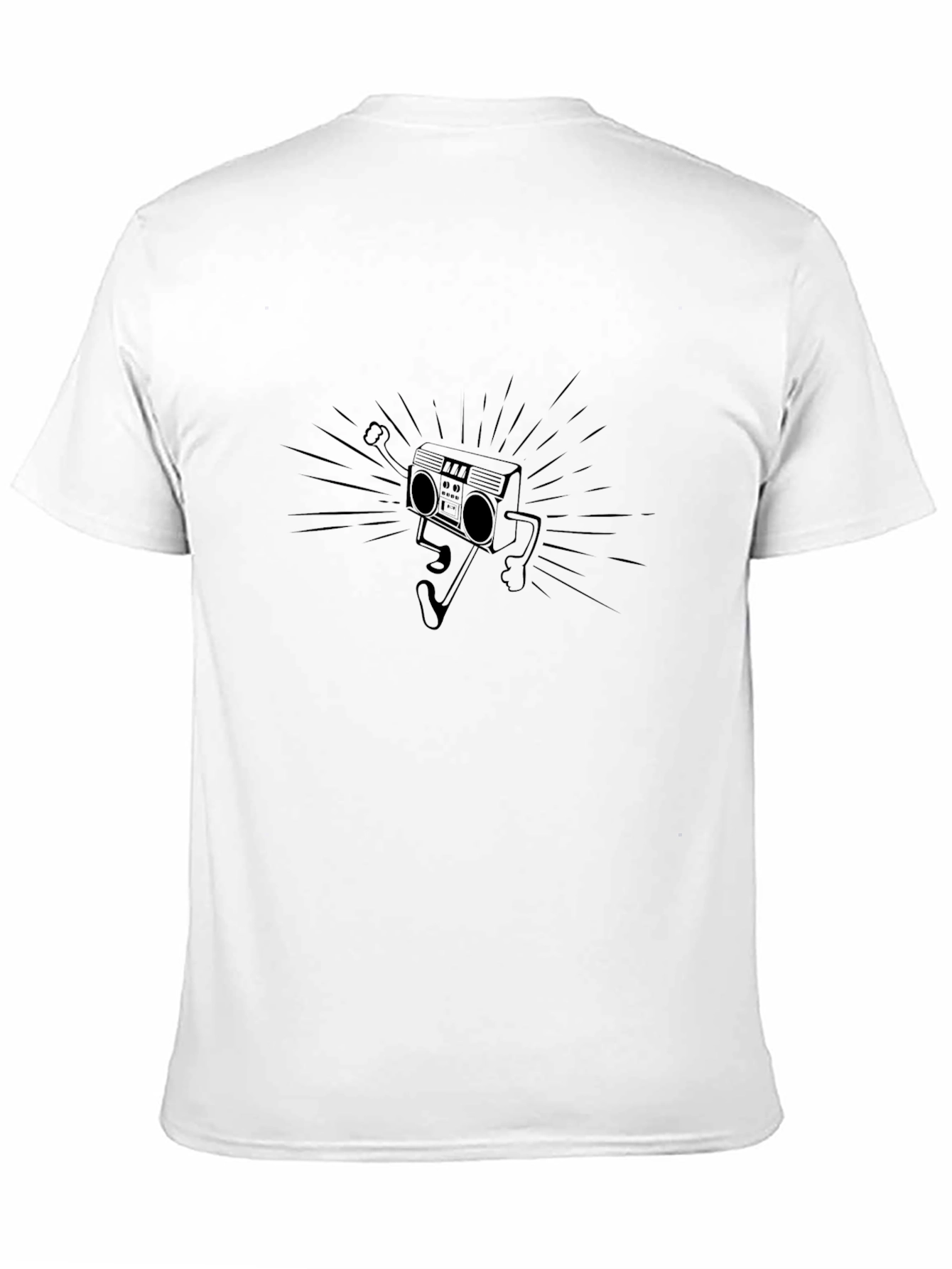 Camiseta Negra con Diseño de Radiocasete Retro