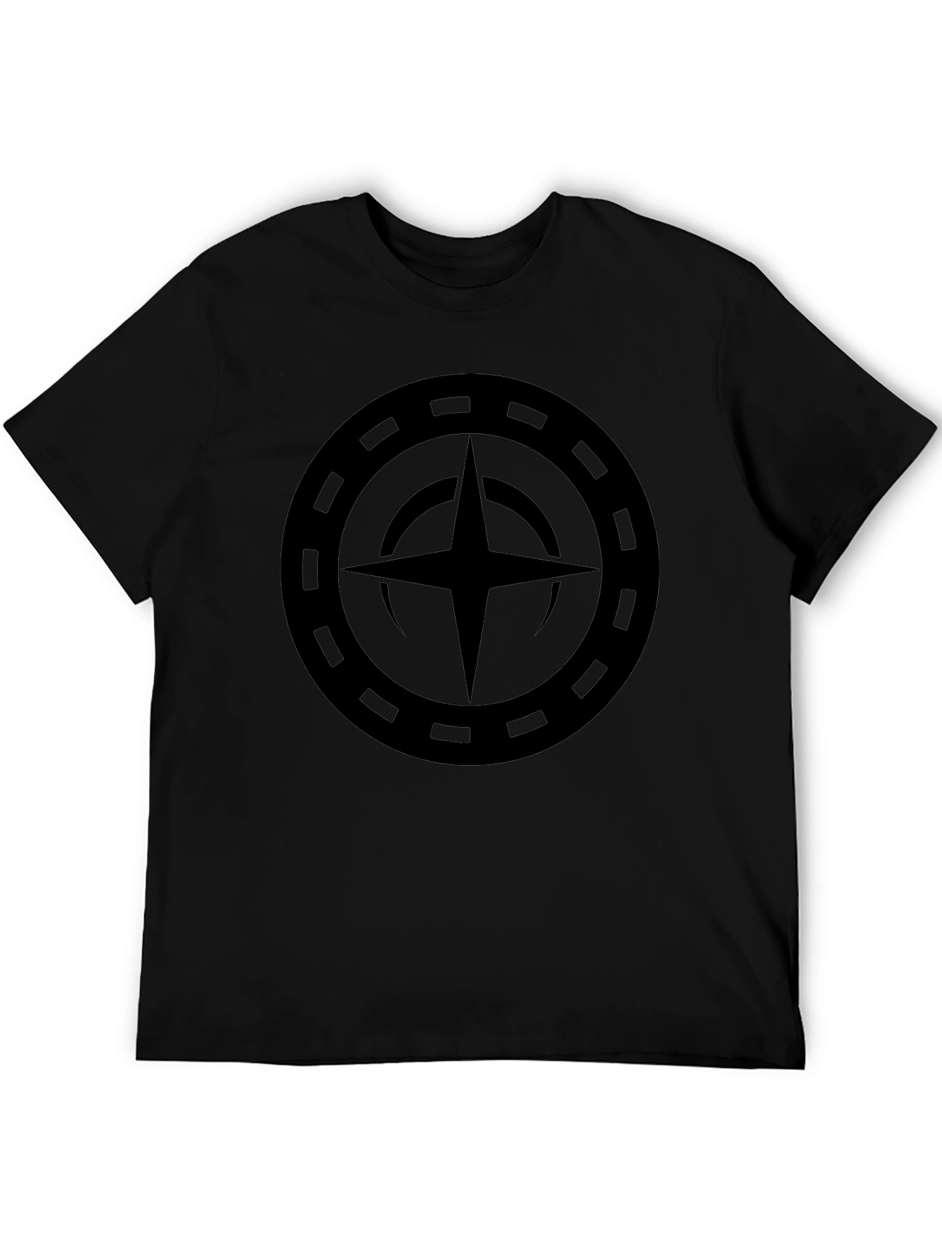 Camiseta Negra con Diseño Circular Estrellado