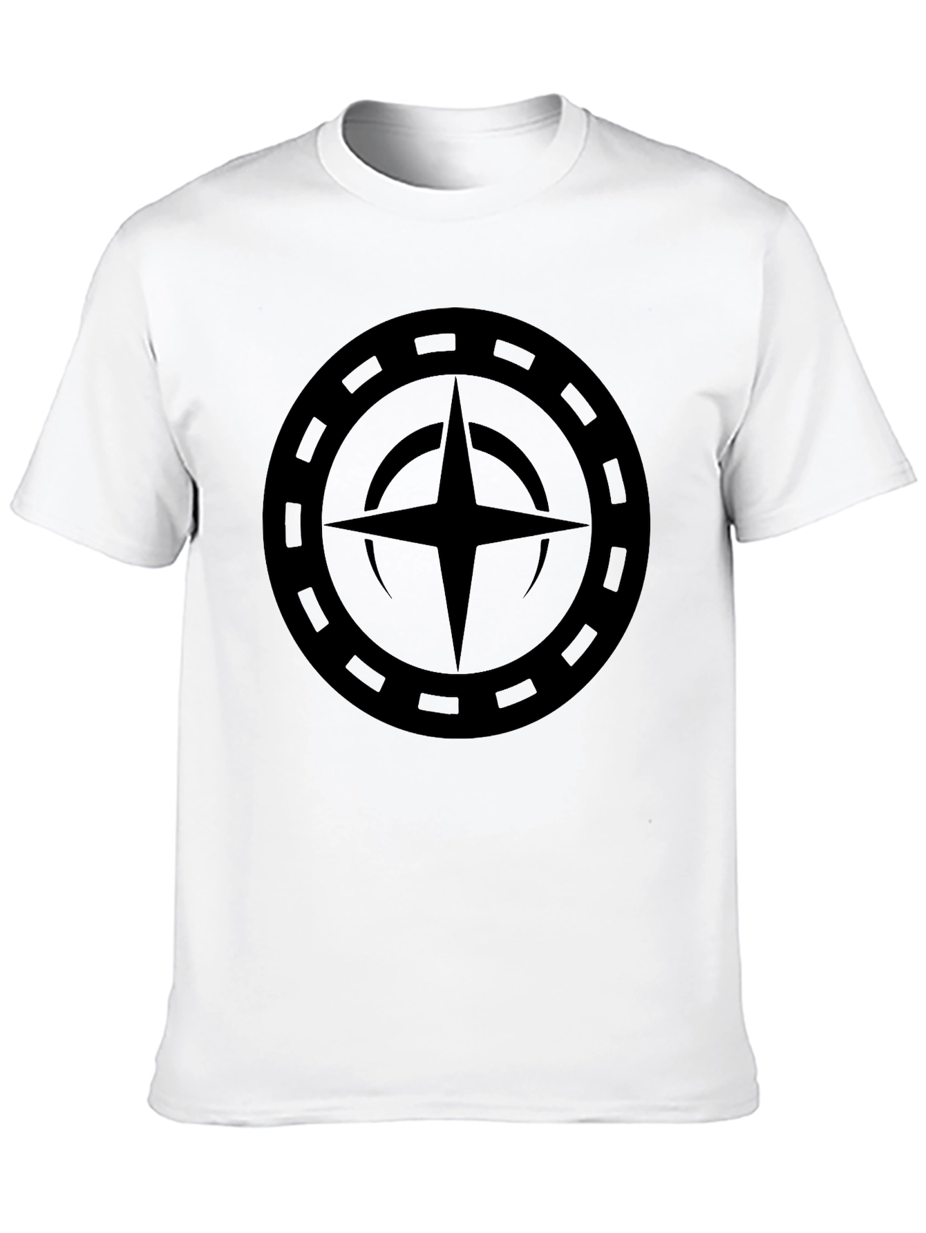Camiseta Negra con Diseño Circular Estrellado