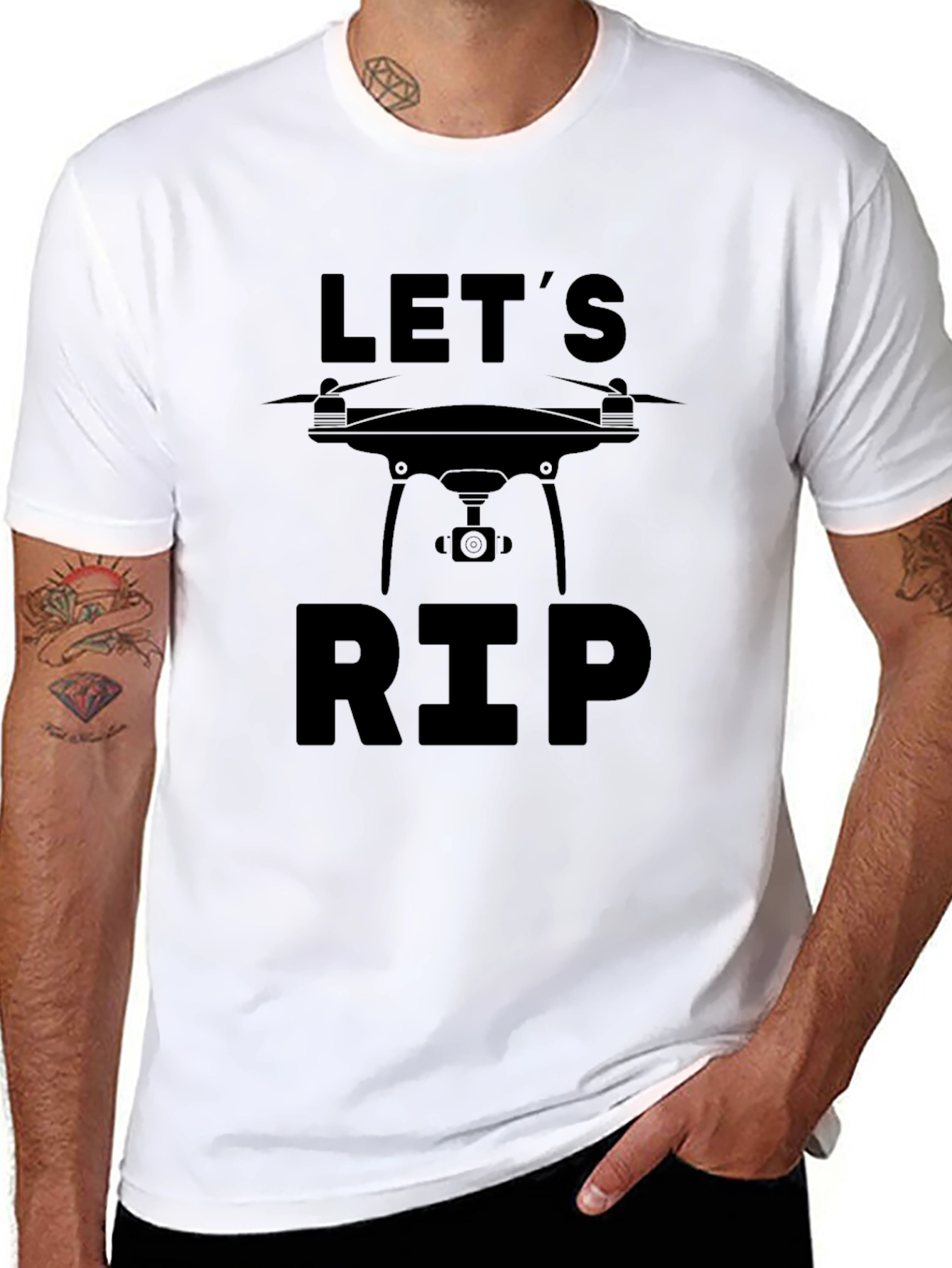 Camiseta Negra Lets RIP para Amantes de Drones