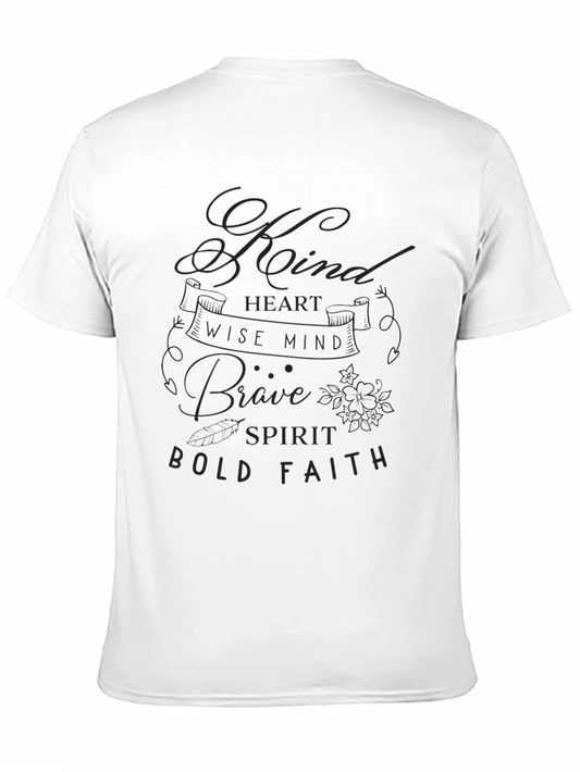 Camiseta Negra: Corazón Bondadoso Mente Sabia Espíritu Valiente