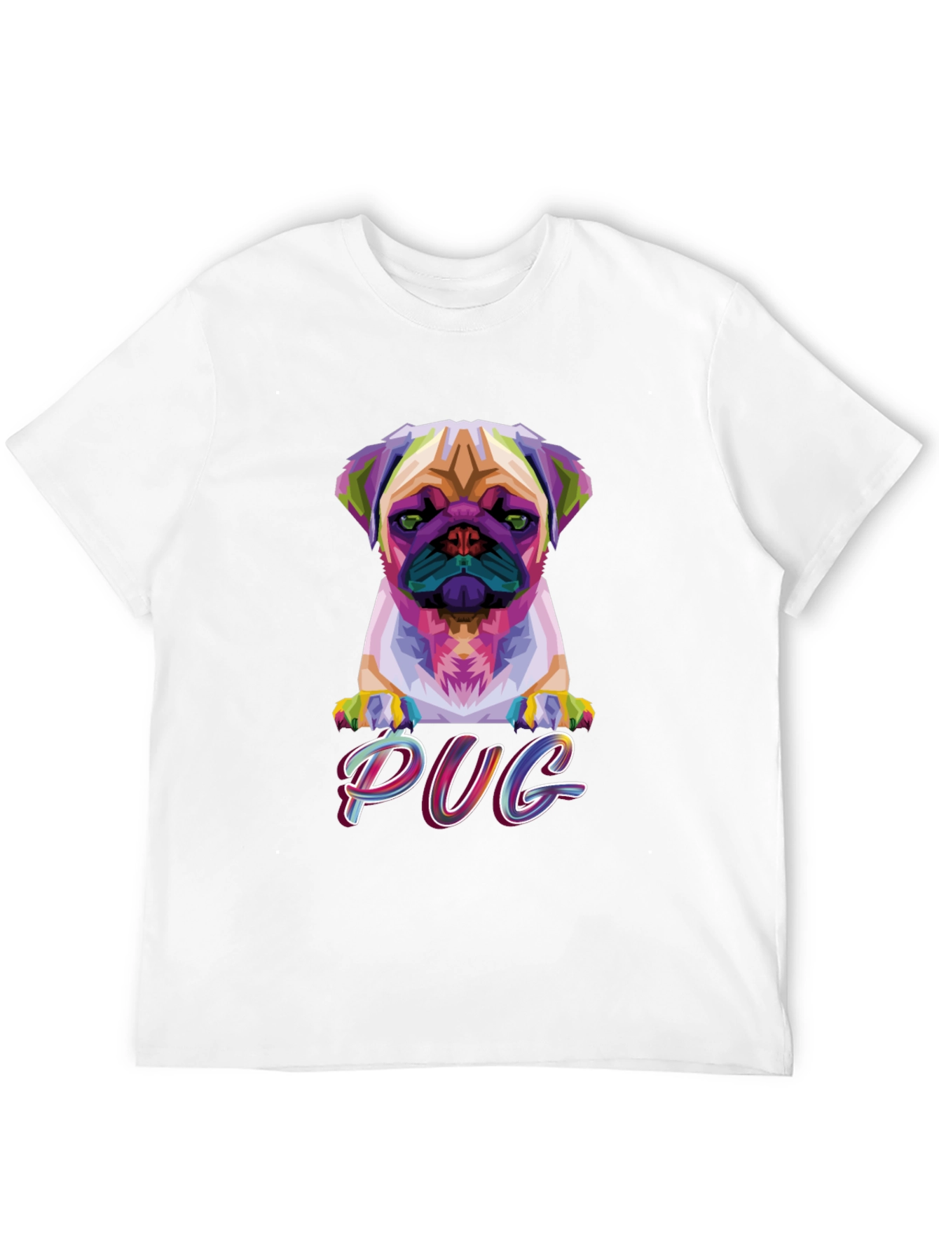 Camiseta Negra con Diseño Pug Geométrico