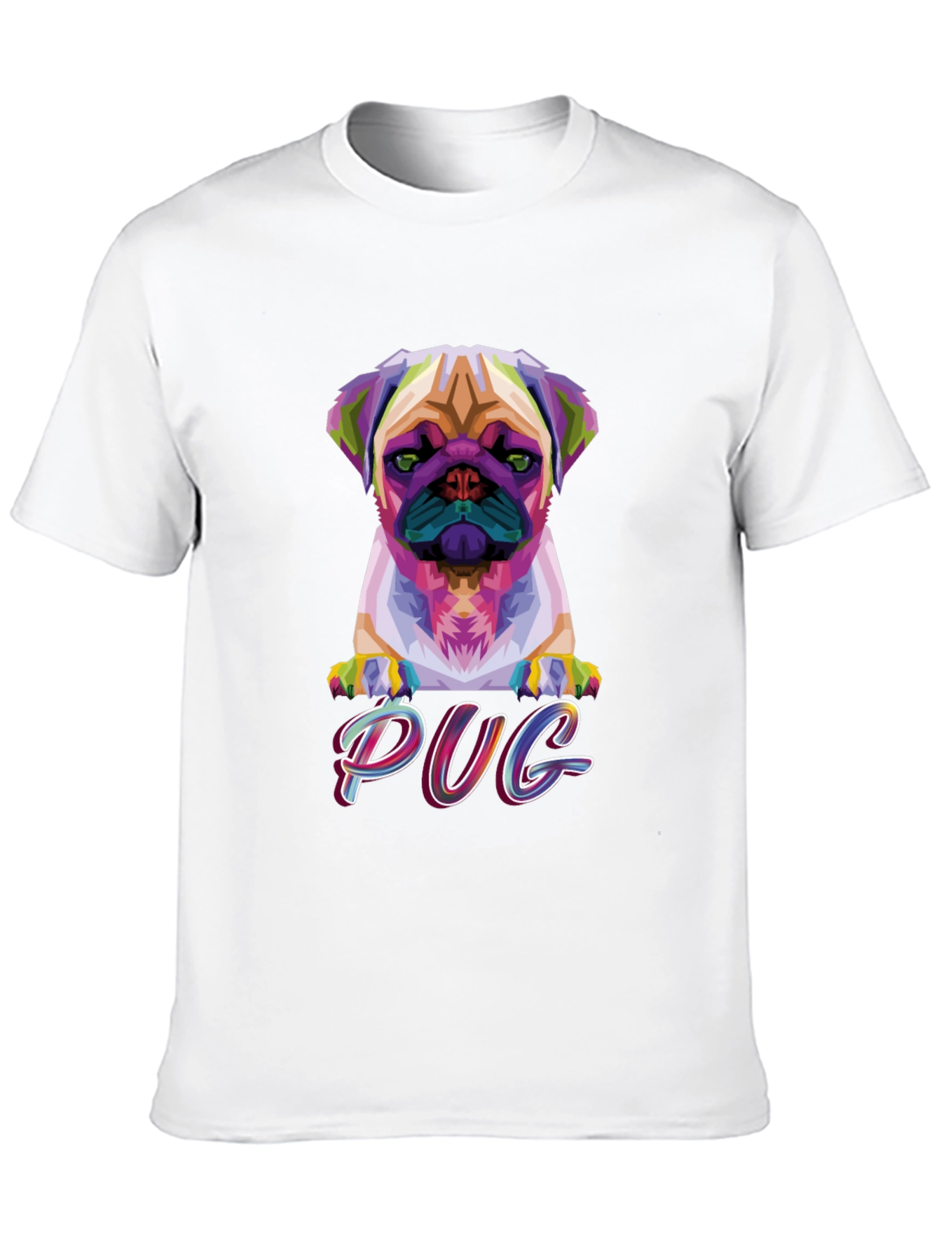 Camiseta Negra con Diseño Pug Geométrico