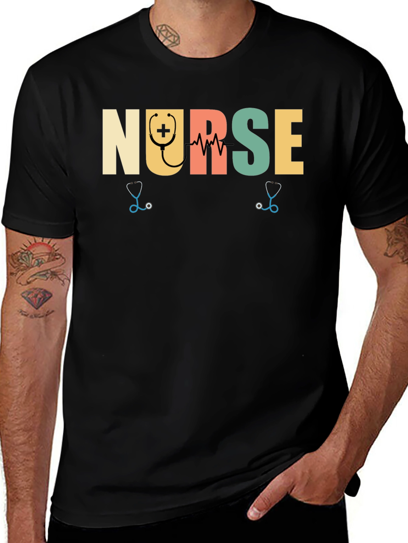 Camiseta Negra Nurse para Enfermeras