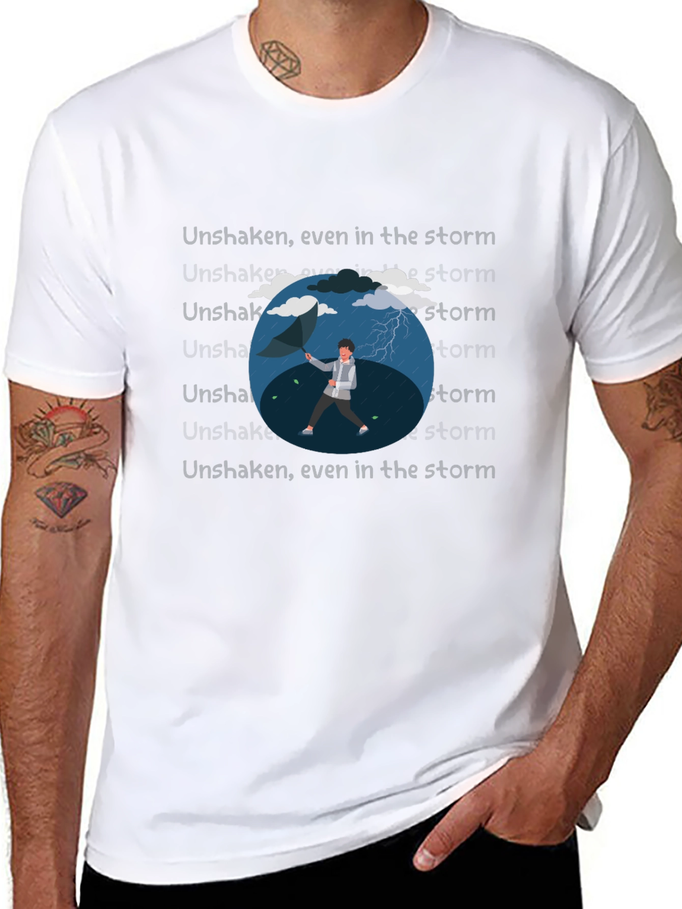 Camiseta Negra con Diseño de Lluvia
