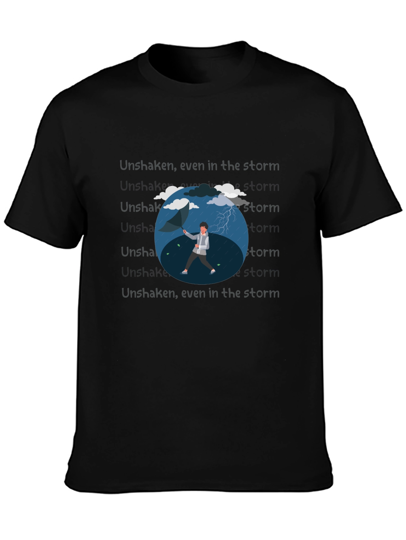 Camiseta Negra con Diseño de Lluvia
