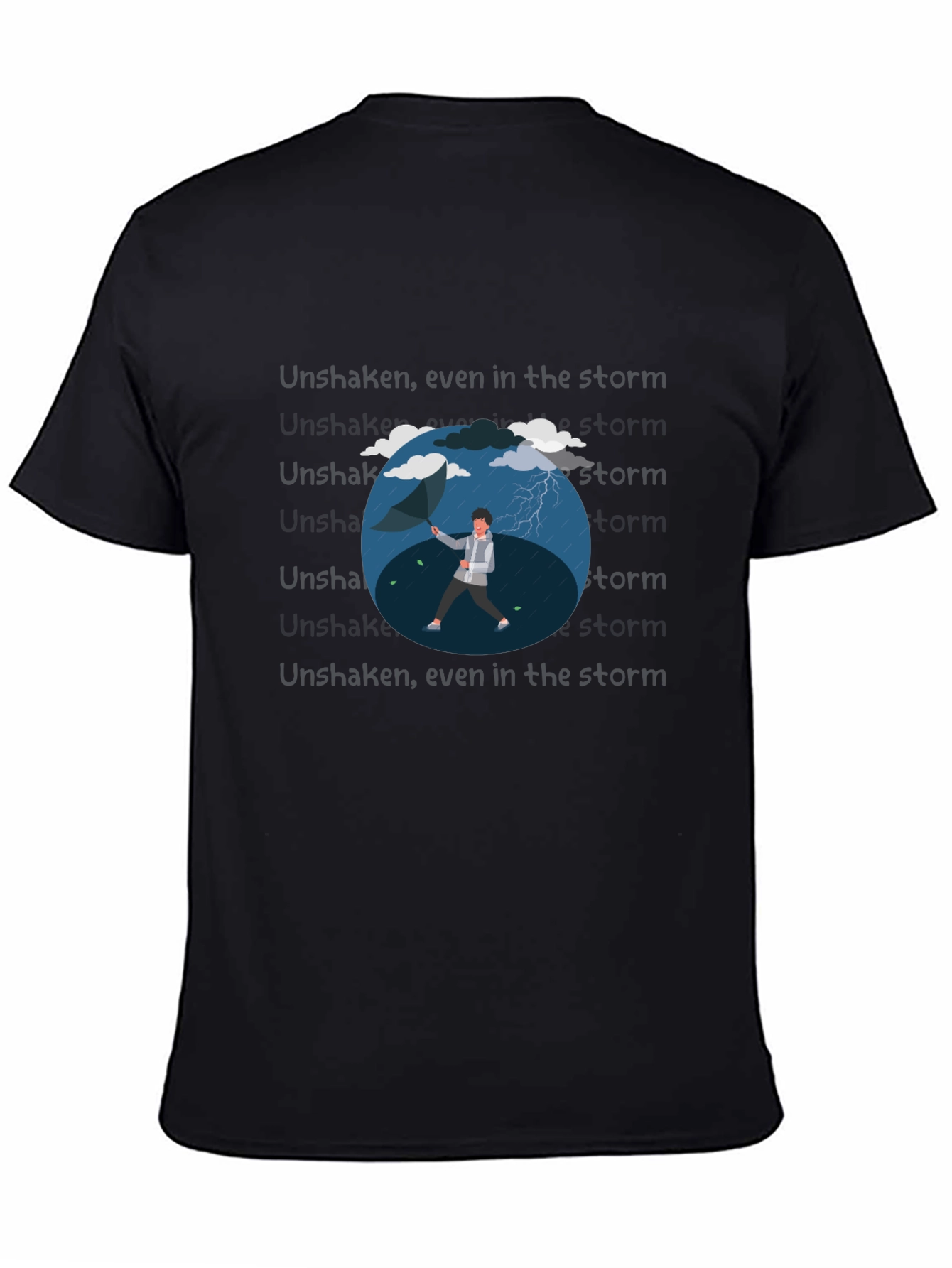 Camiseta Negra con Diseño de Lluvia