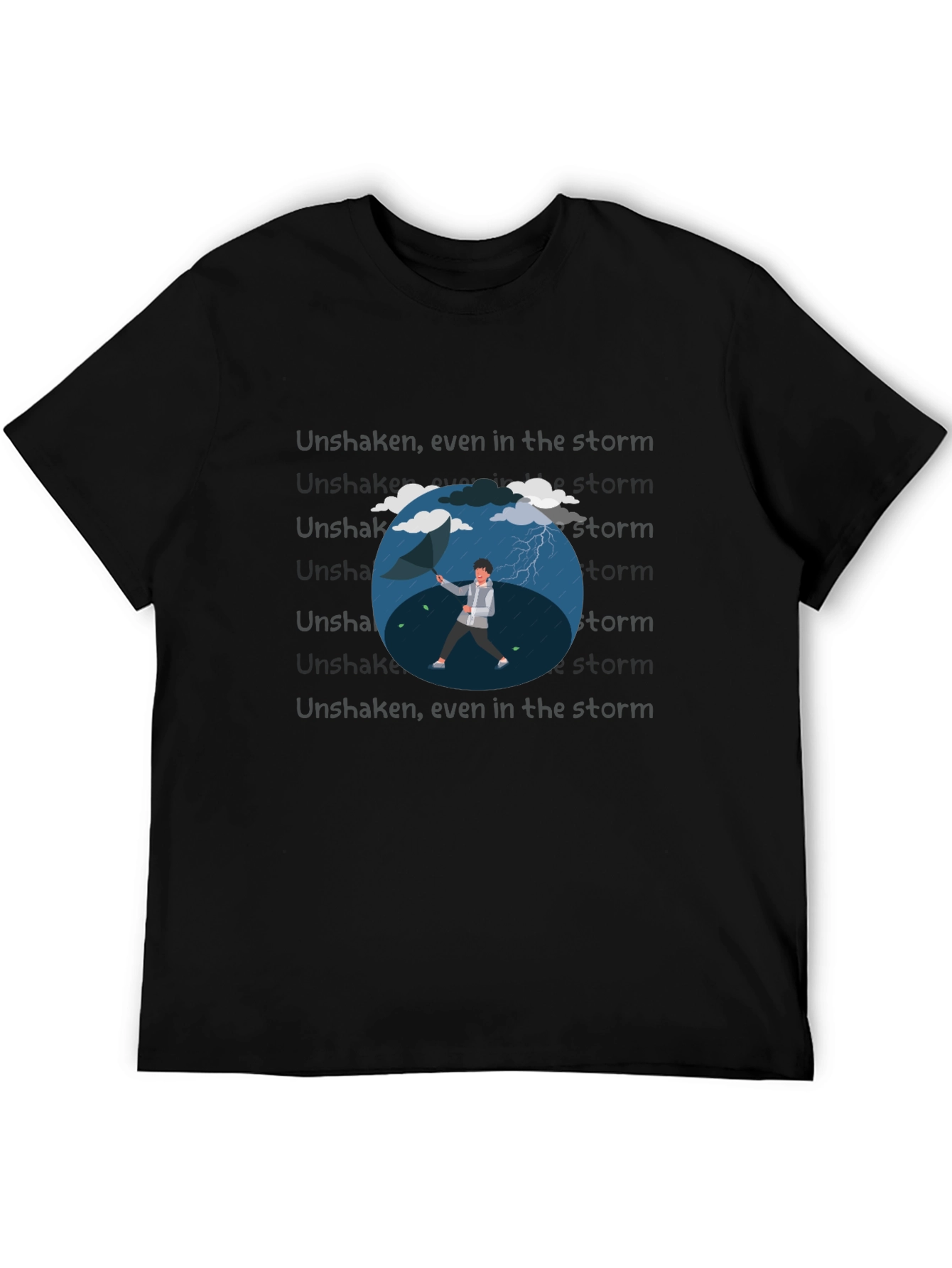 Camiseta Negra con Diseño de Lluvia