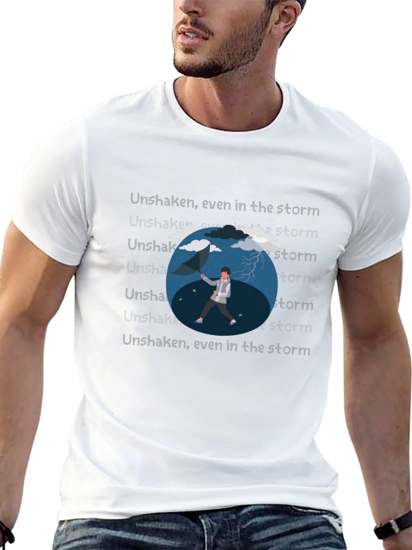 Camiseta Negra con Diseño de Lluvia