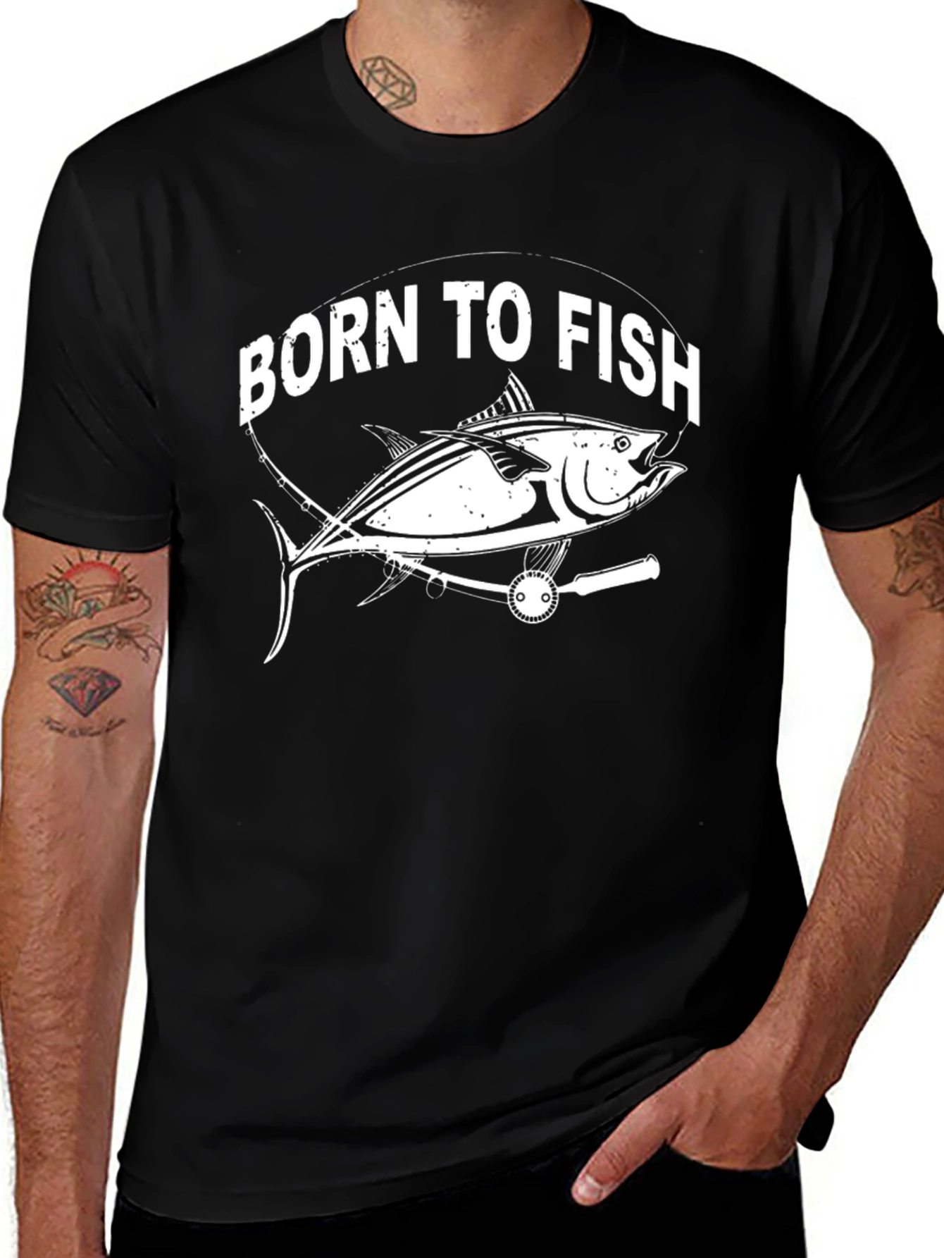 Camiseta Negra Born To Fish Pescado