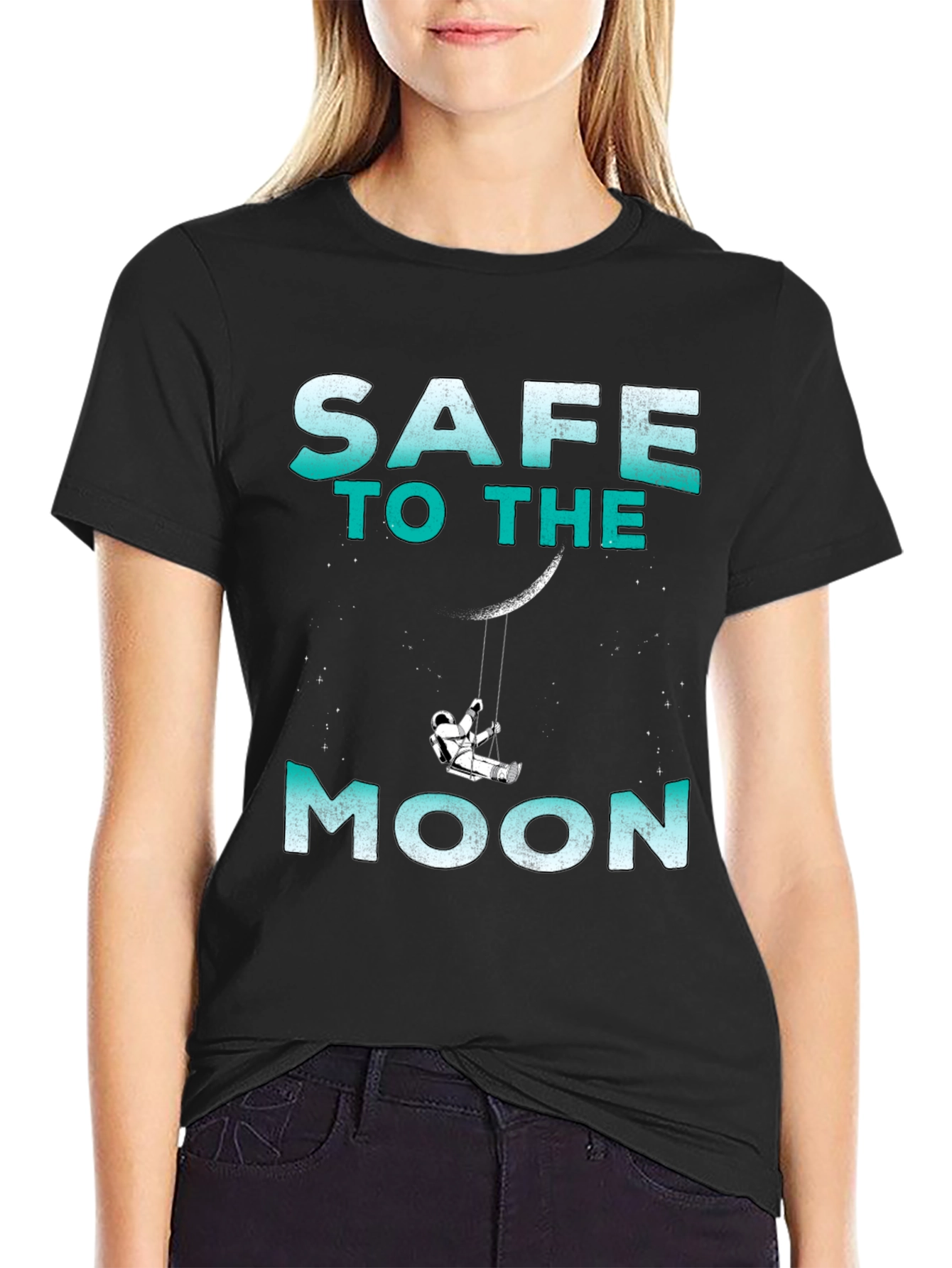 Camiseta Negra Safe to the Moon Unisex